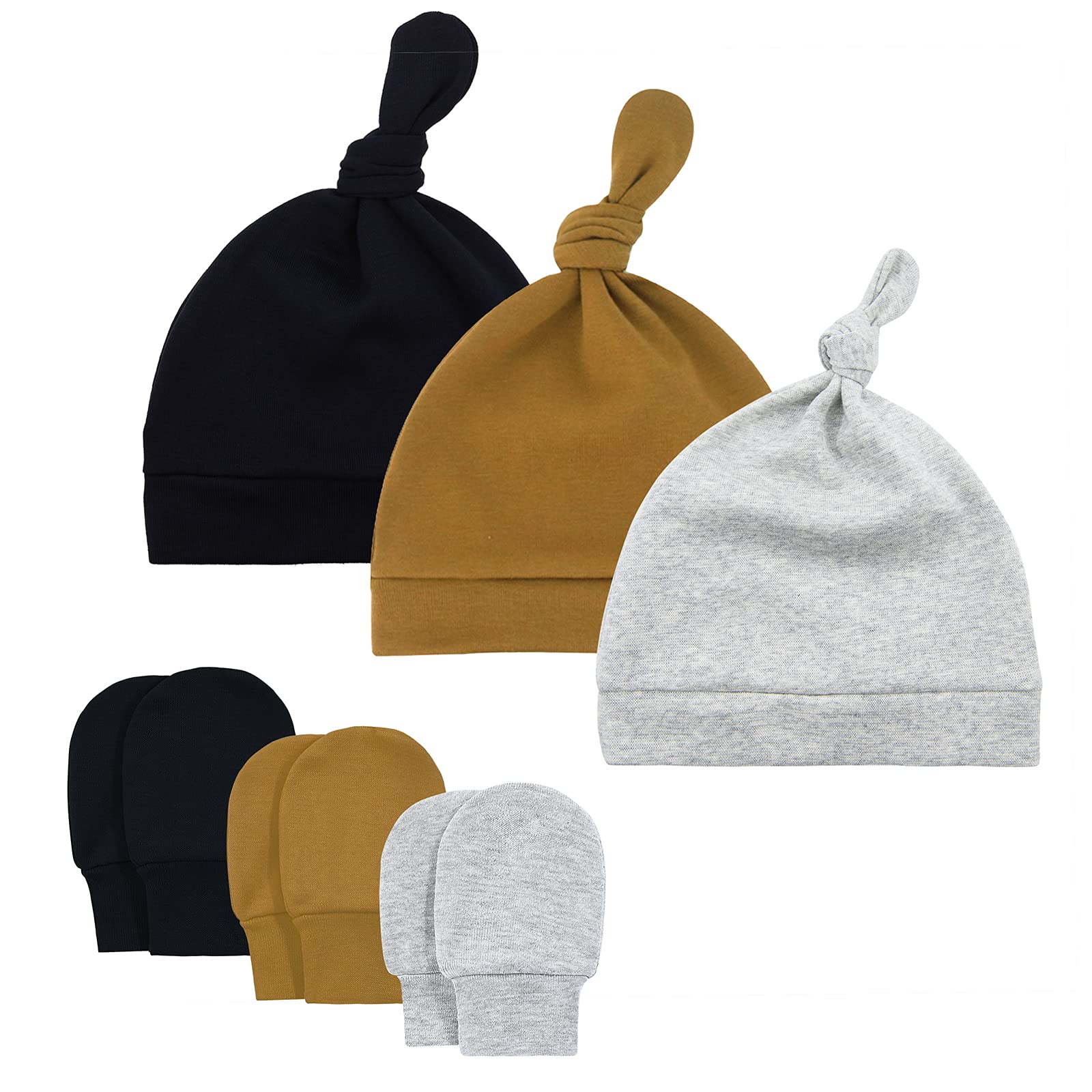 American Trends Baby Hat Mittens Set - Newborn Winter Beanie Caps for Boys 0-6 Months | Soft Warm Infant Hats for Cold Weather & Outdoor Activities