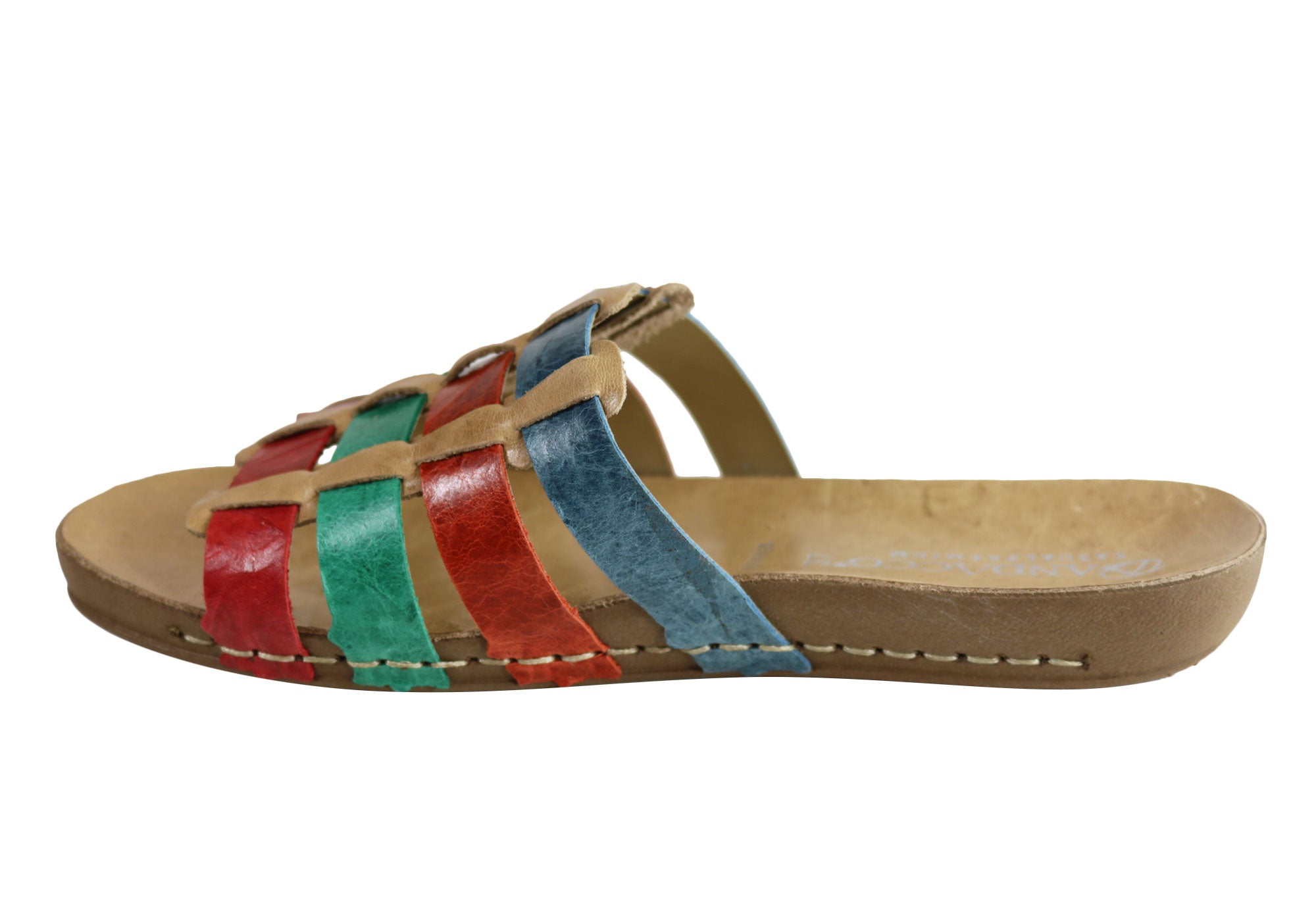 Andacco Sorrento Women's Comfort Leather Slide Sandals - Handmade in Brazil - Perfect for Beach, Vacation & Summer Outfits