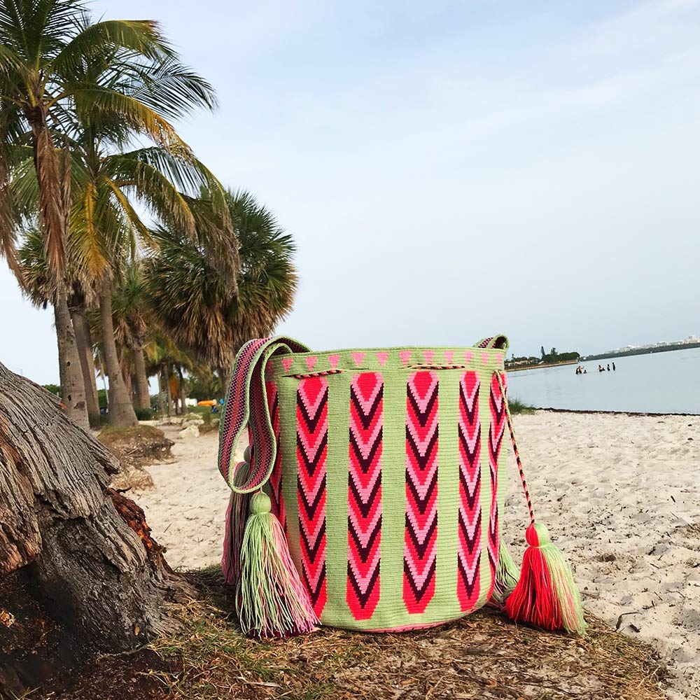 Premium One Thread Crossbody Wayuu Bag - Handmade Crochet Mochila Backpack for Women - Perfect for Travel, Beach, and Everyday Use