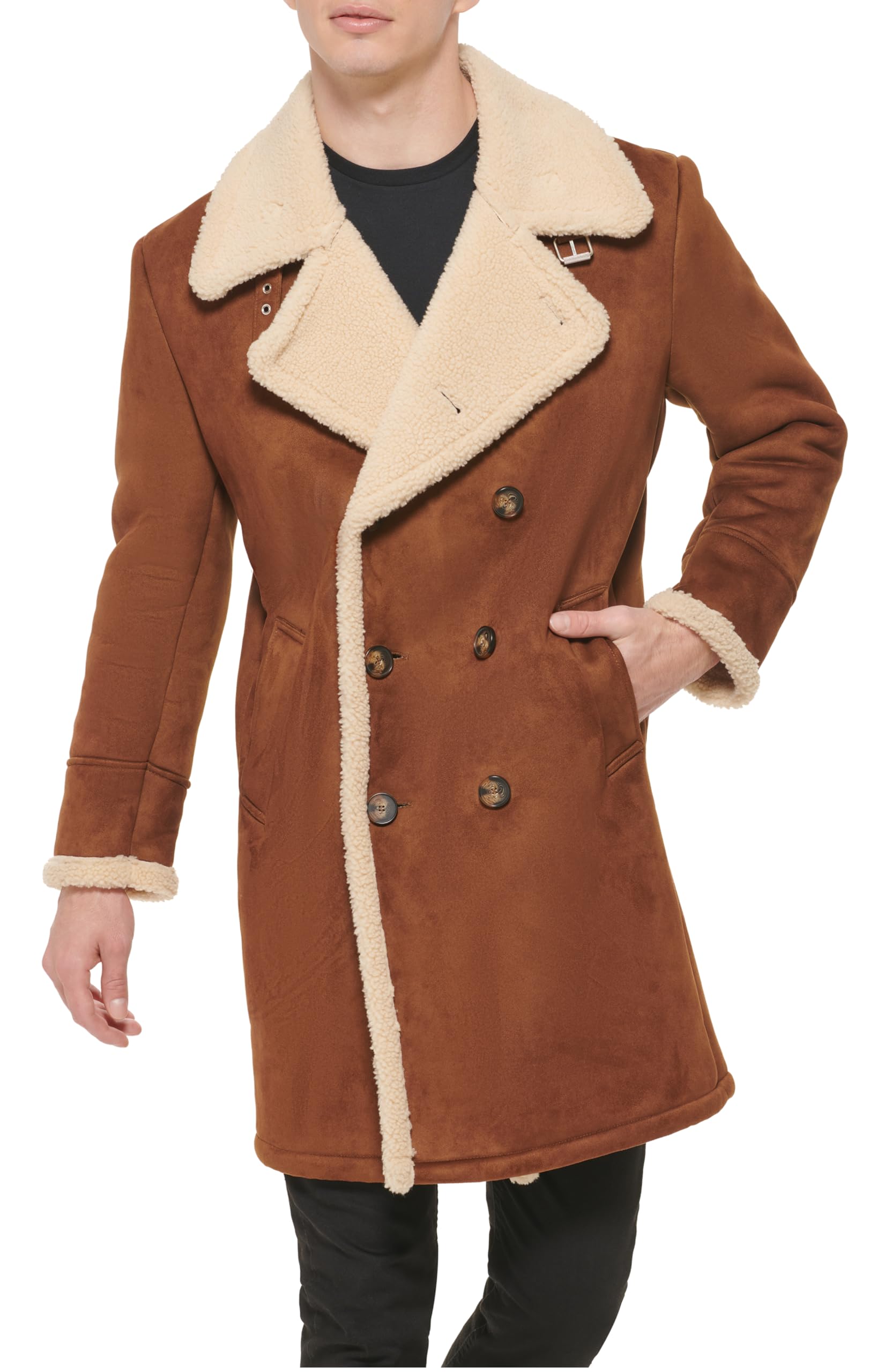 Cole Haan Men's Faux Shearling Winter Coat - Warm & Stylish Jacket for Cold Weather - Perfect for Outdoor Activities & Casual Wear