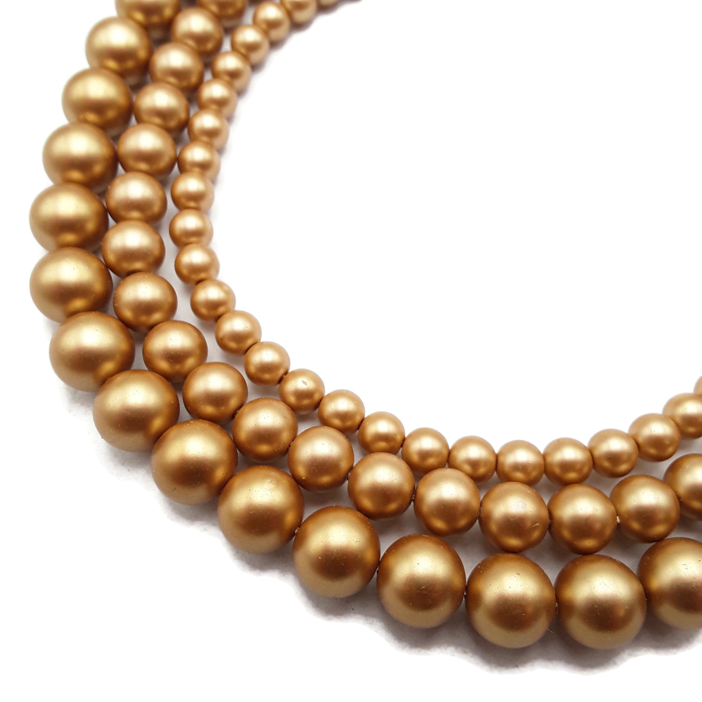 Premium Gold Shell Pearl Matte Round Beads - 6mm, 8mm, 10mm, 15.5 Inch Strands for Jewelry Making, DIY Crafts, Necklaces & Bracelets - Perfect for Beading, Wedding Accessories & Gift Making