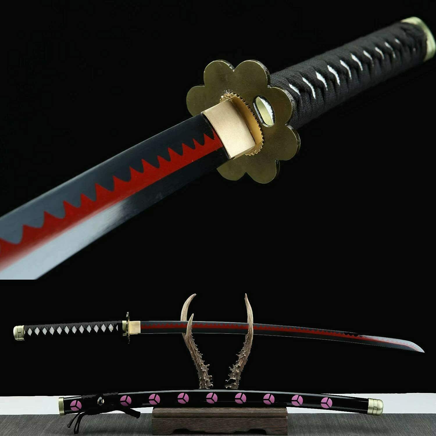 HERO SWORD Handmade One Piece Roronoa Zoro Katana - Japanese Anime Cosplay Samurai Sword with Purple Blade | Perfect Gift for Men & Women | Great for Cosplay, Collecting, and Display