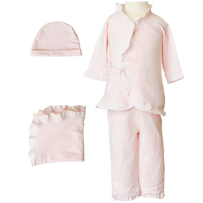 4-Piece Bamboo Layette Set for Baby Girls - Soft & Hypoallergenic Pink Outfit | Perfect for Newborn Gifts & Photo Shoots