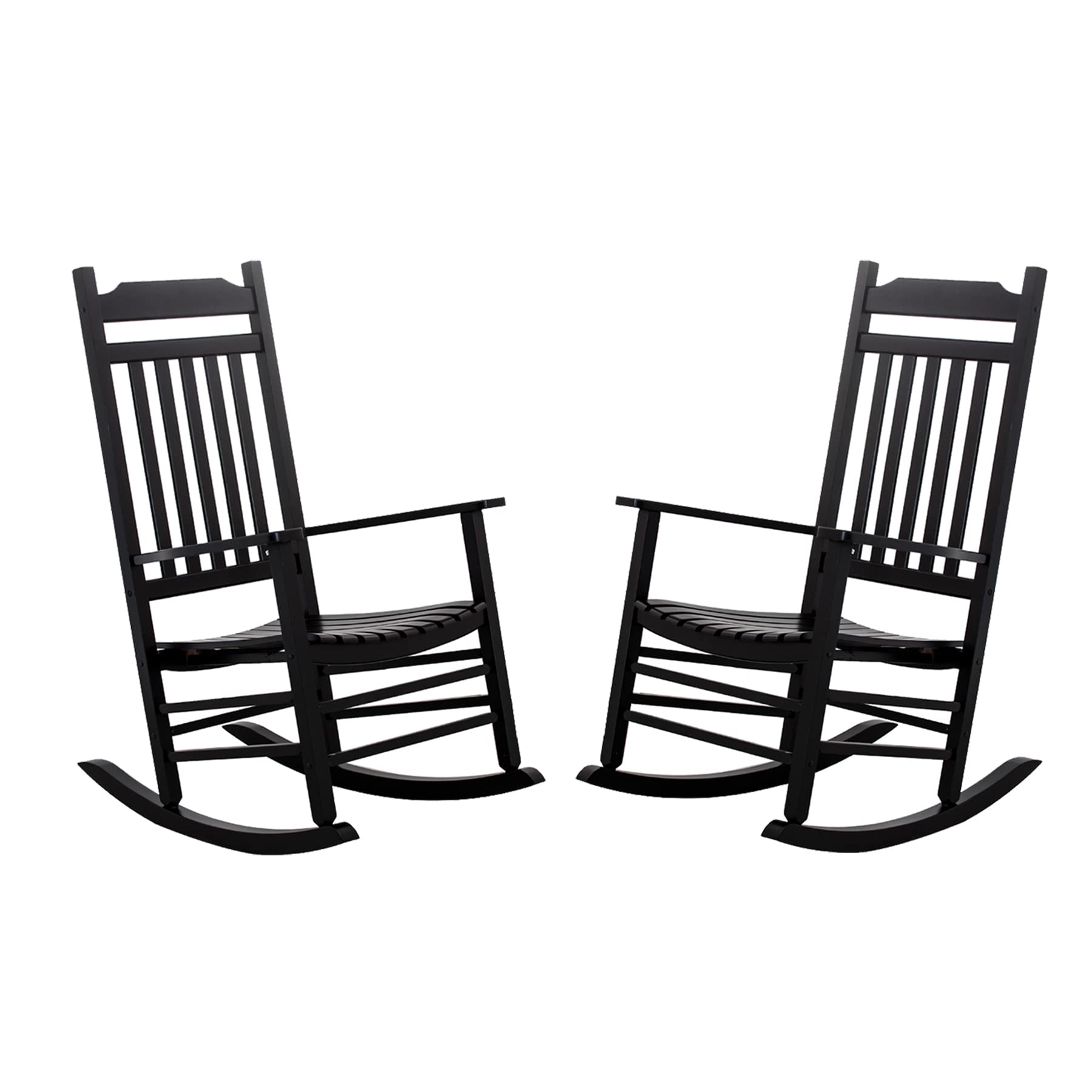 BplusZ 2-Piece Outdoor Rocking Chair Set - Classic Black Patio Rockers for Porch, Garden & Lawn - Comfortable Armchairs for Indoor/Outdoor Relaxation - Perfect for Backyard Lounging, Sunroom Sitting & Front Porch Decor