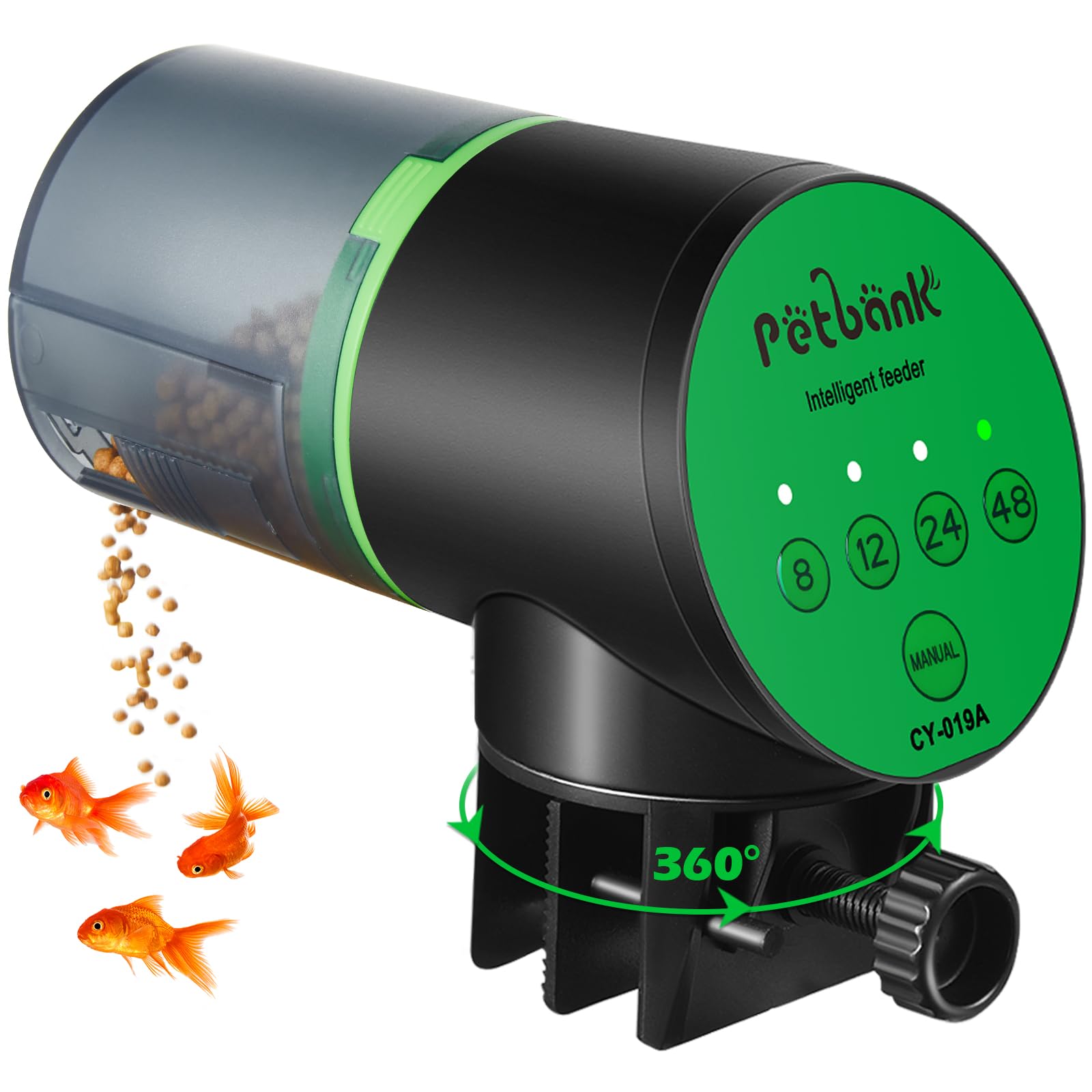 Automatic Fish Feeder for Aquarium - Battery Operated Timer Fish Food Dispenser with 2 AAA Batteries Included - Perfect for Vacation & Daily Feeding