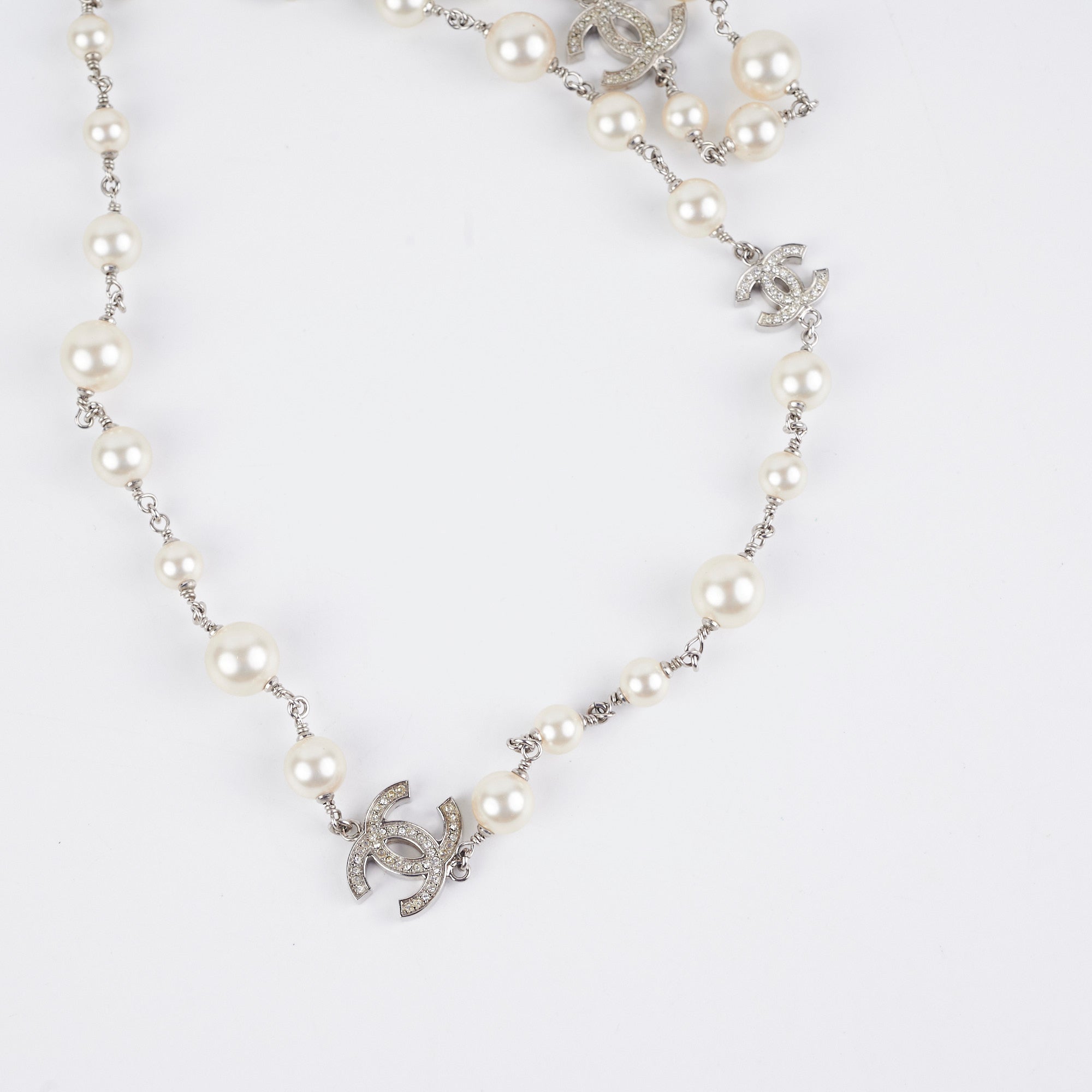Chanel CC Pearls Long Necklace - Elegant Pearl & Logo Pendant for Women | Perfect for Parties, Weddings & Special Occasions