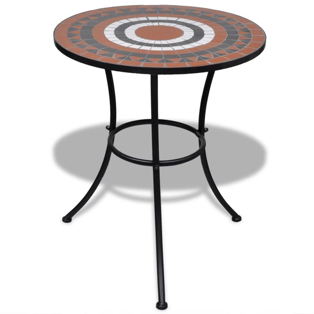 3-Piece Outdoor Bistro Set - Ceramic Tile Table & Cast Aluminum Chairs - Terracotta & White Patio Dining Furniture for Garden, Yard, Deck - Antique Copper Finish - Perfect for Outdoor Entertaining, Coffee Breaks & Small Space Dining