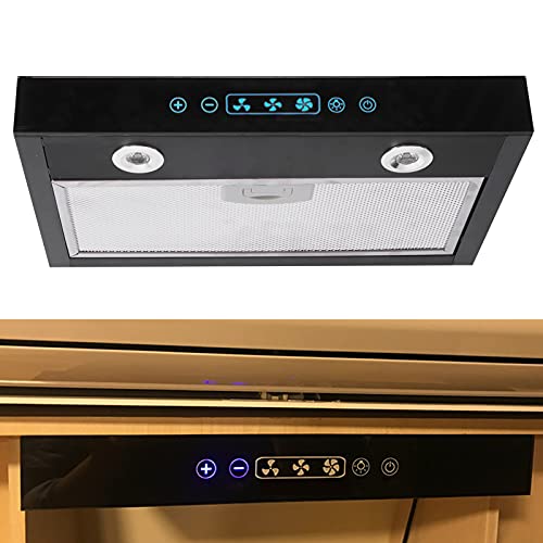 12V Under Cabinet Range Hood with Touch Screen & LED Light - 3 Speed Adjustable Kitchen Exhaust Fan for RV, Yacht, Tiny Home & Small Space Cooking