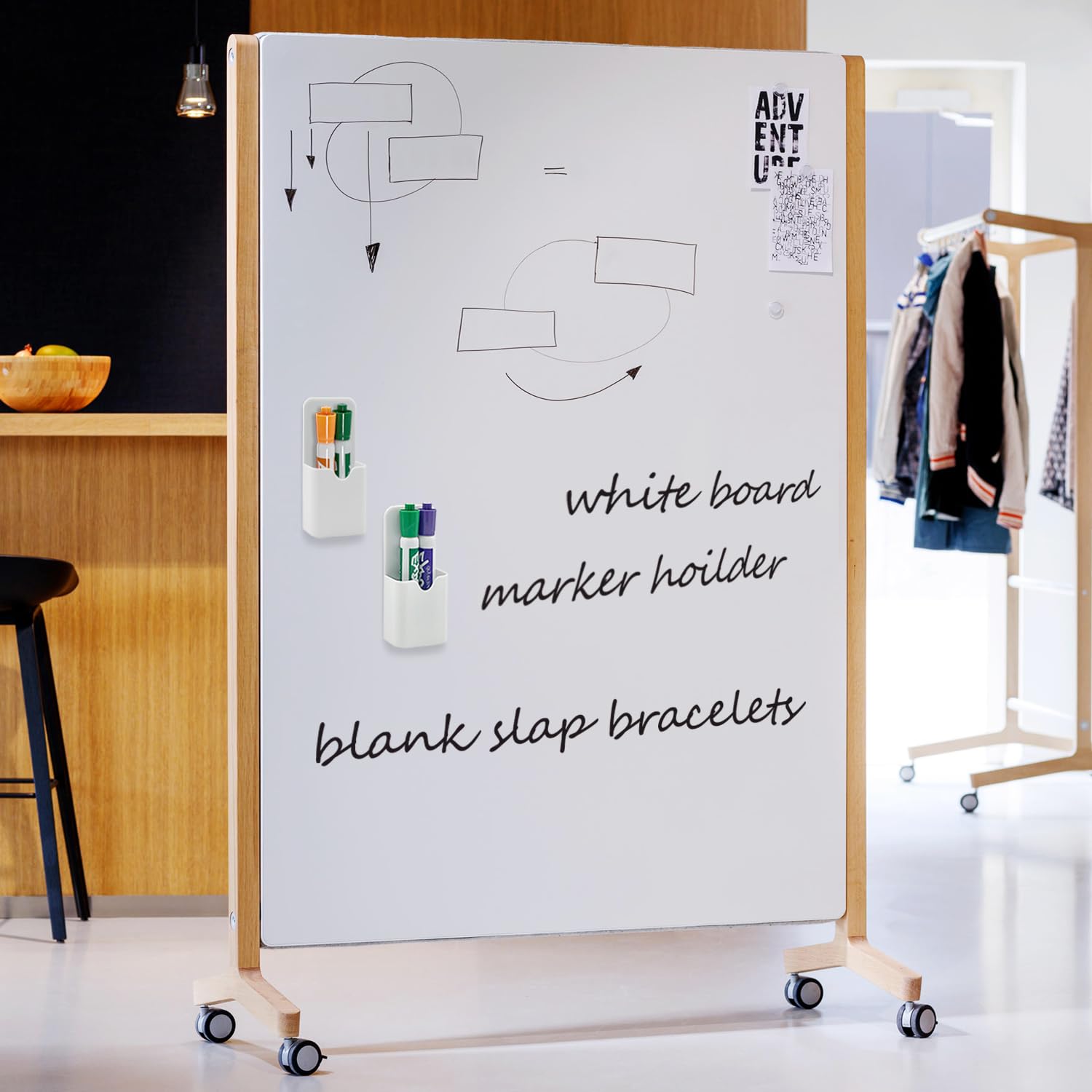 2 Pack Magnetic Pen Holder for Fridge & Whiteboard - Strong Dry Erase Marker Organizer for School, Office, Home - Perfect for Kitchen, Classroom & Workspace Organization