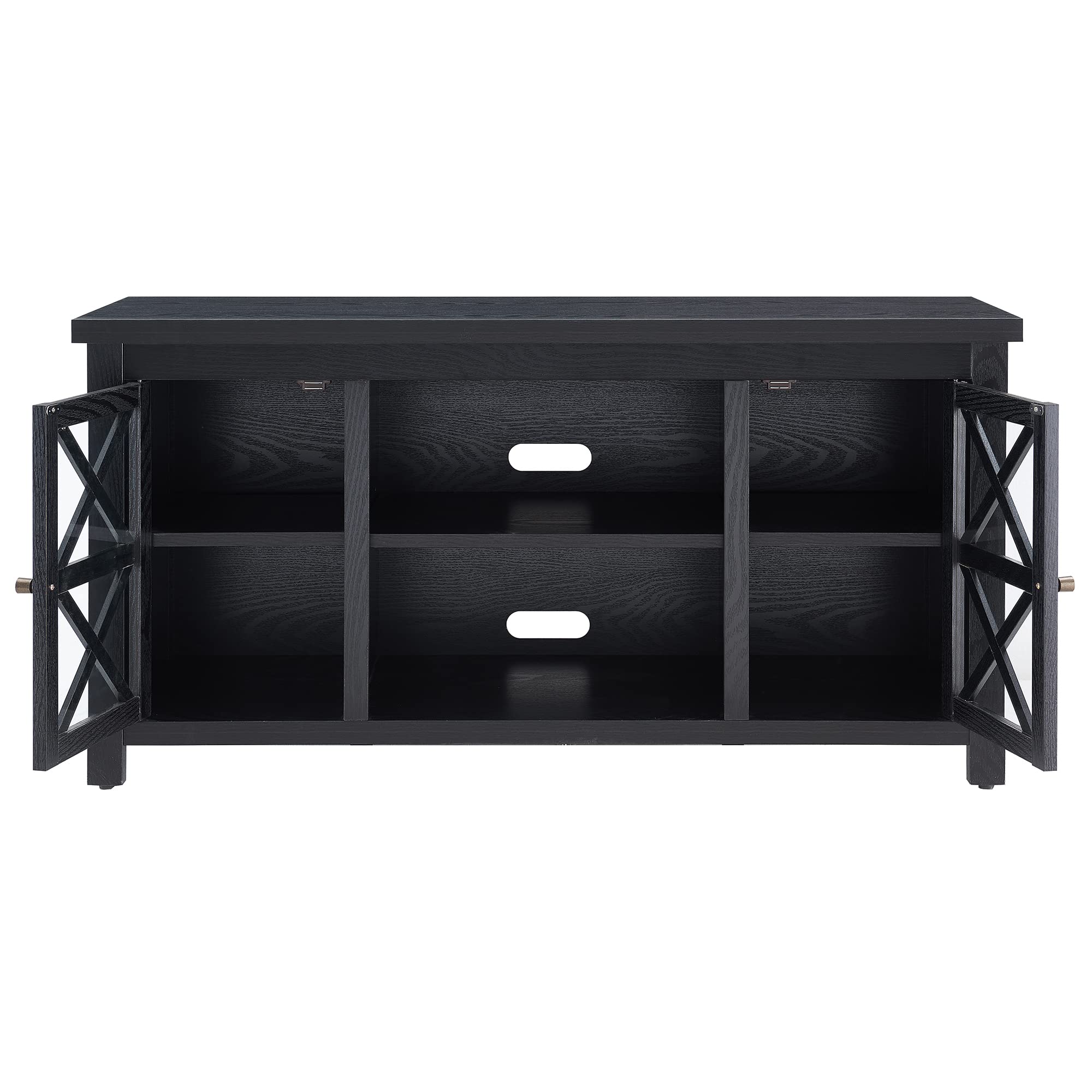 Henn&Hart 55 Inch TV Stand with Storage, Black Entertainment Center for Living Room - Perfect for Flat Screen TVs, Gaming Consoles & Home Theater Setup