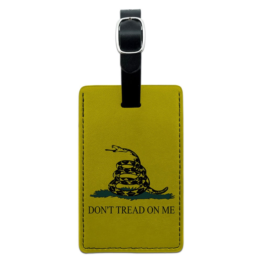 Gadsden Flag 'Don't Tread On Me' Leather Luggage Tag for Suitcase & Carry-On - Black One Size - Perfect for Travel, Backpacks & Identification