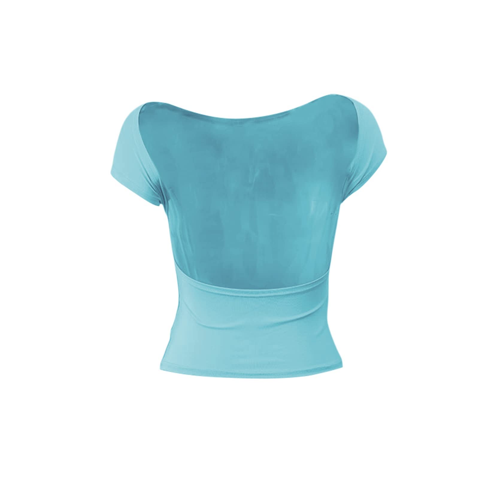 Y2K Women's Backless Crop Top - Short Sleeve Bodycon Sexy T-Shirt with Crew Neck | Grunge Streetwear for Summer Casual Wear | Perfect for Music Festivals, Beach Outings & Nightclub Looks