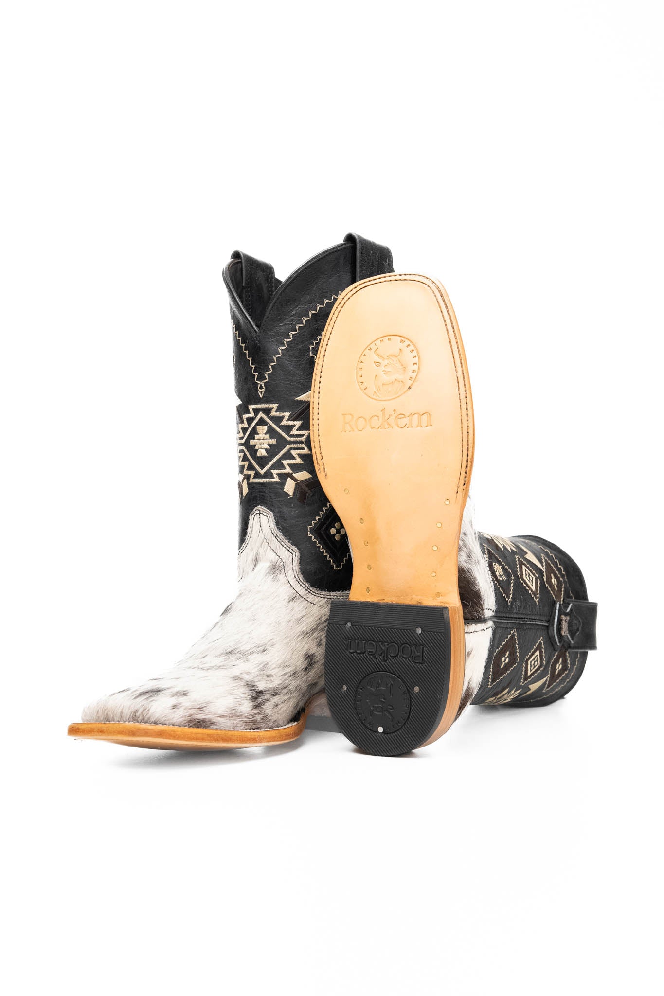 Authentic Men's Cowhide Square Toe Cowboy Boots - Size 7.5 (US) - Durable Western Style for Rodeo & Country Fashion - Perfect for Ranch Work, Line Dancing & Outdoor Adventures