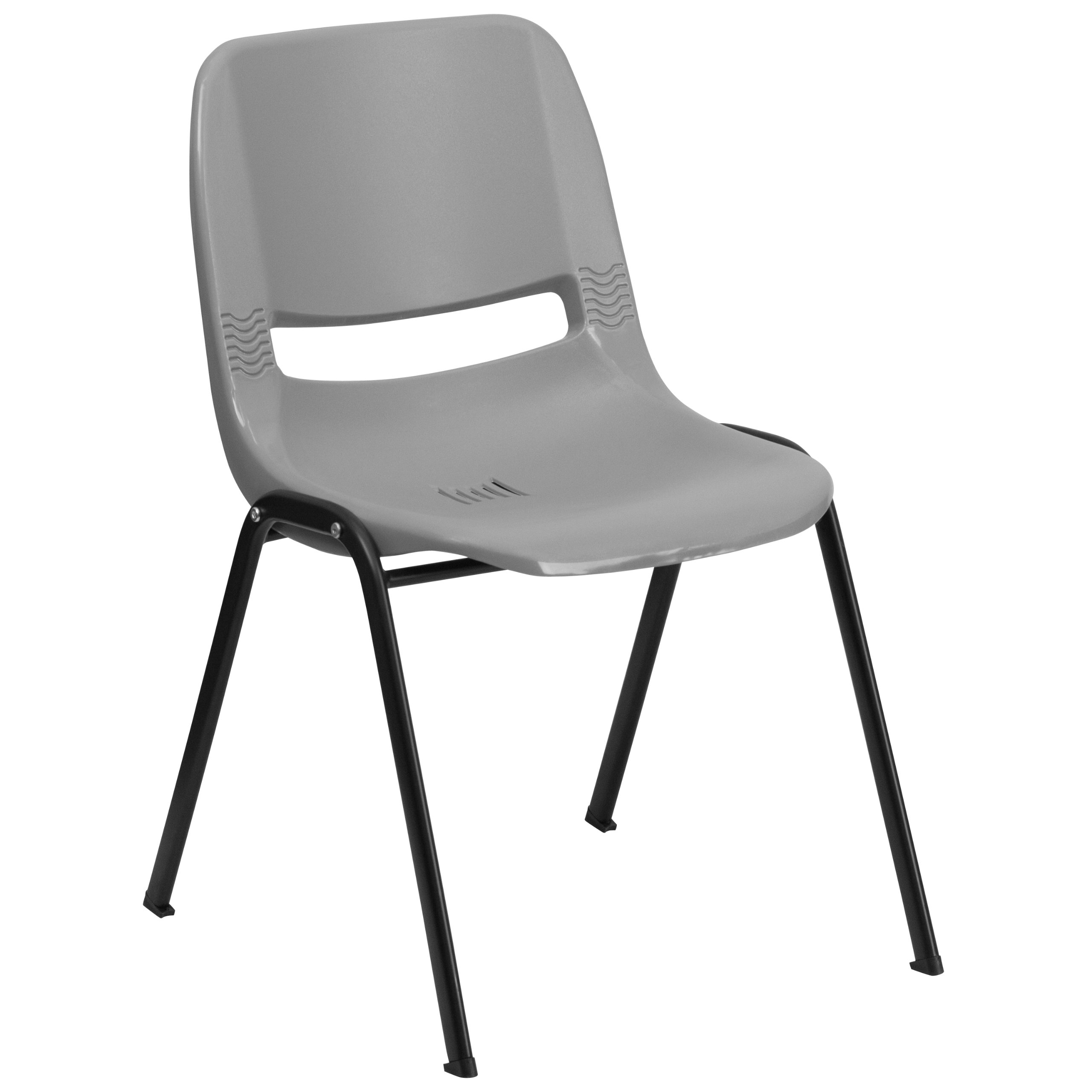 Emma & Oliver Gray Ergonomic Shell Stackable Student Chair - Comfortable Classroom & Office Guest Chair for Schools, Libraries, and Conference Rooms