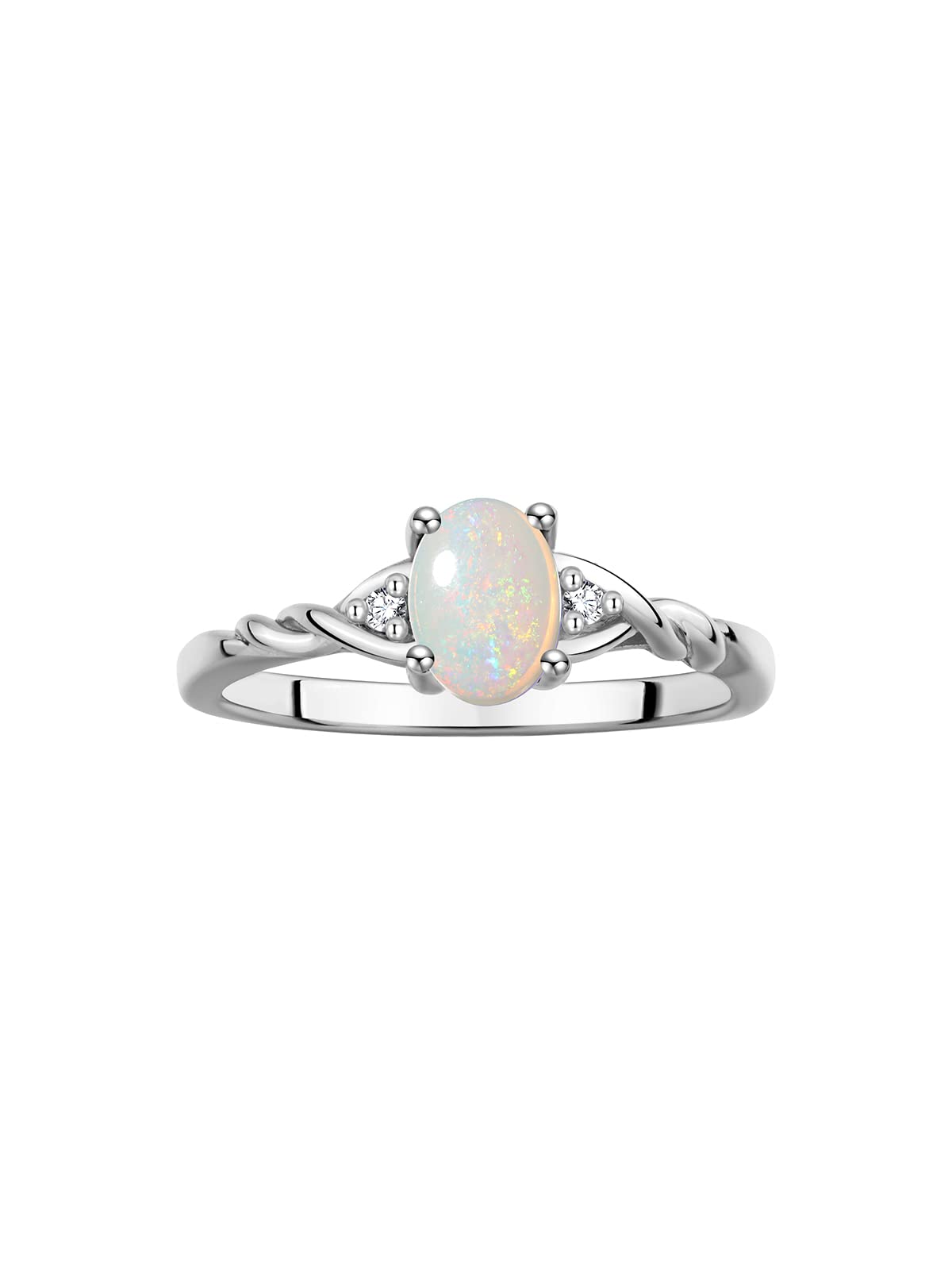 Rylos Sterling Silver Classic Birthstone Ring - 7X5MM Oval Gemstone & Diamond Accents - Women's Jewelry, Sizes 5-10 - Perfect for Birthdays, Anniversaries & Special Occasions