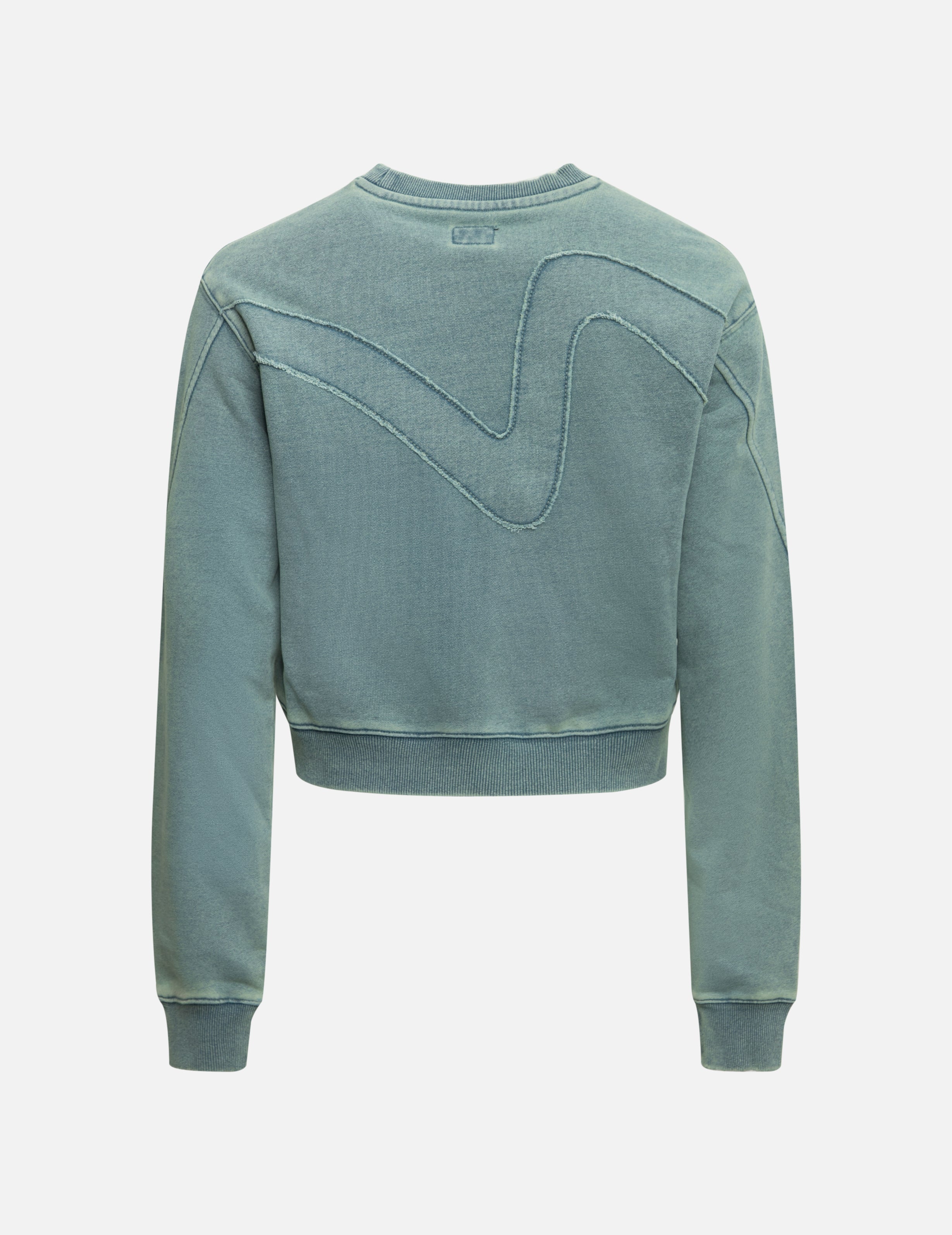 Distressed Appliqué Embroidery Washed Cropped Sweatshirt for Women - Trendy Oversized Fit Pullover for Streetwear & Casual Outfits | Perfect for Fall Layering, Coffee Dates & Weekend Errands