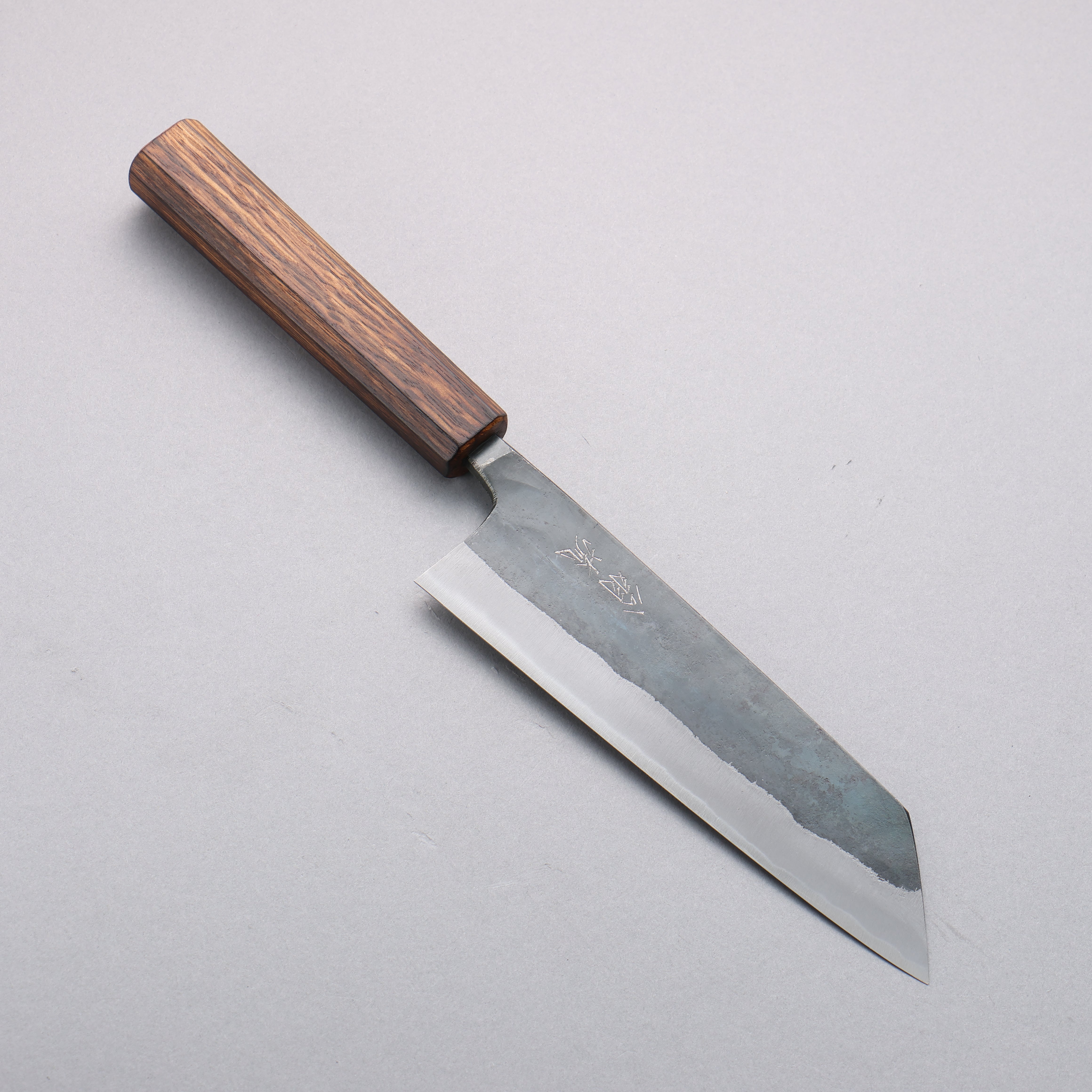 Premium Oul Blue Steel No.2 Black Finished Bunka Knife 170mm with Oak Handle - Japanese Kitchen Knife for Slicing, Dicing & Precision Cooking