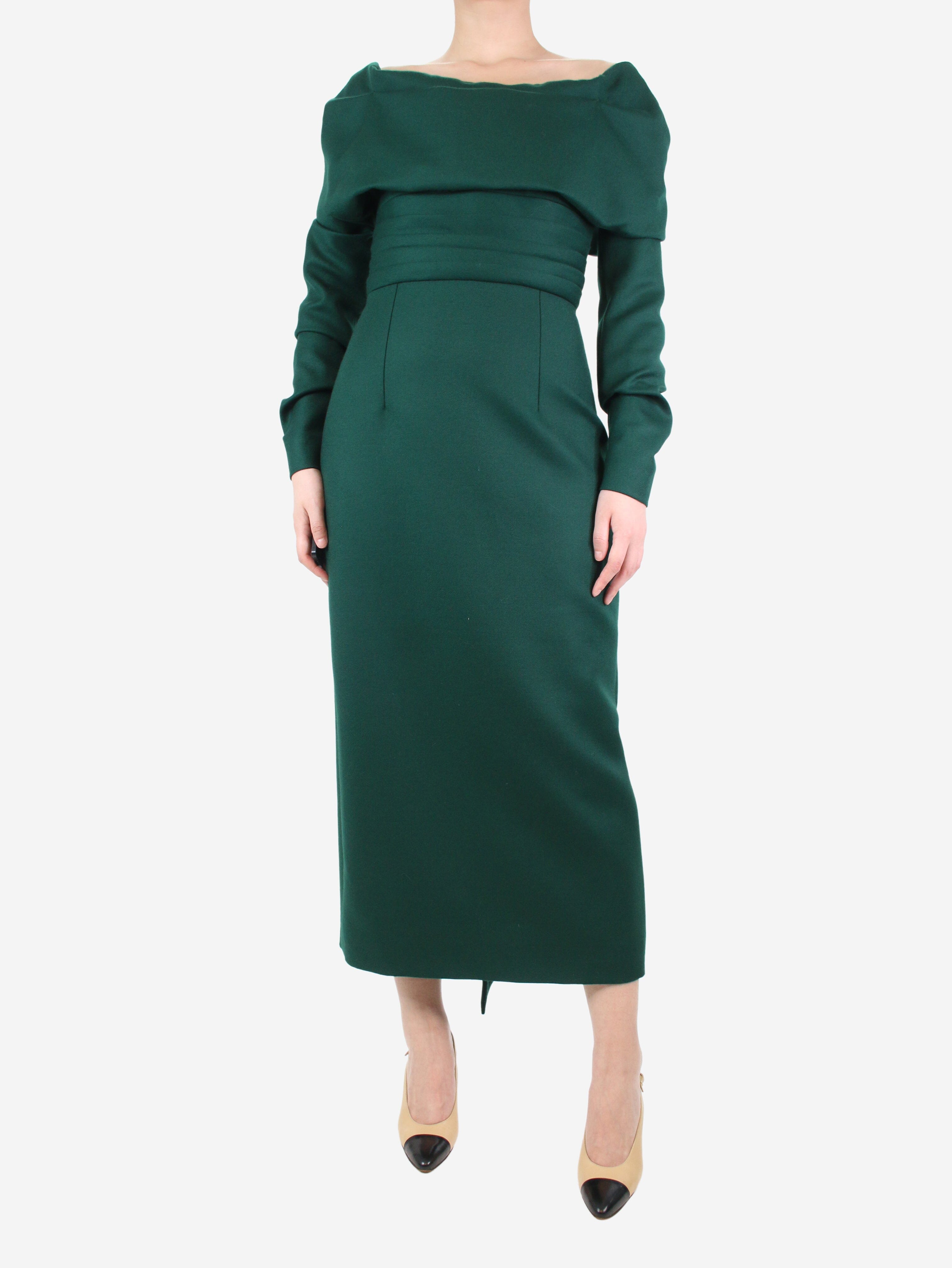 Elegant Dark Green Off Shoulder Dress - UK Size 8 | Perfect for Summer Parties, Date Nights & Beach Vacations
