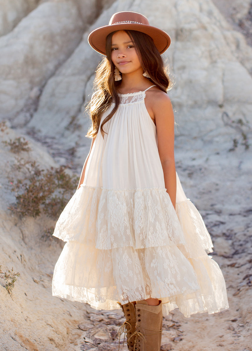 Elegant Catrina Dress in Cloud - Flowy Boho Maxi Dress for Women | Perfect for Summer, Beach, Parties & Special Occasions