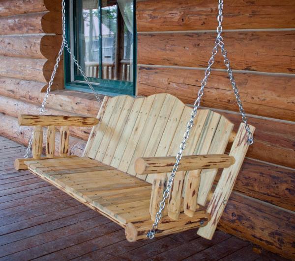 Montana Woodworks Log Porch Swing - Handcrafted Cedar Wood Outdoor Swing for Garden, Patio, Backyard - Perfect for Relaxing, Reading & Enjoying Nature