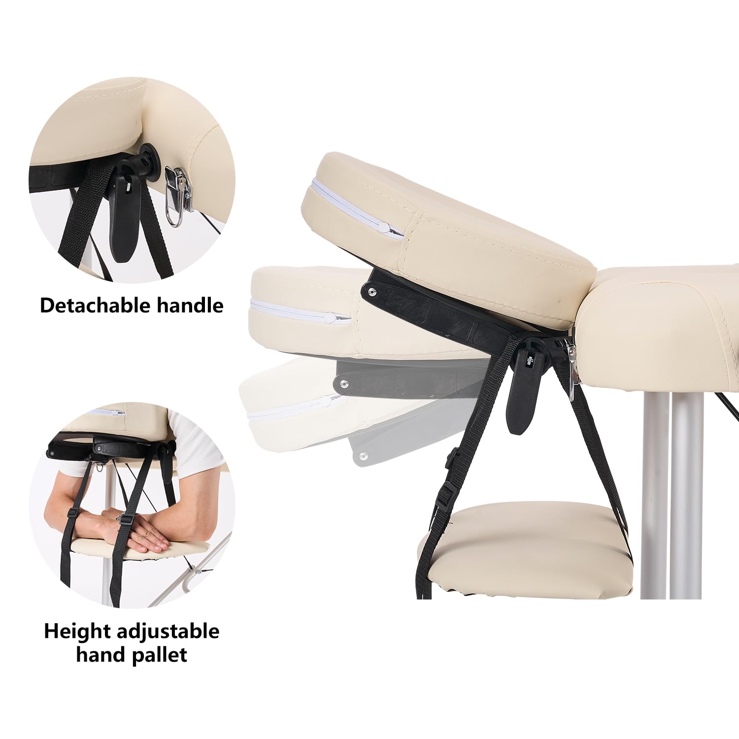 YOUNIKE Professional Portable Massage Table - Aluminum Alloy 3-Fold Design with Backrest, Lightweight & Height Adjustable - Perfect for Lash Extensions, Facial Spa, Beauty Salon, Tattoo Parlor & Home Use - Includes Full Accessories - White