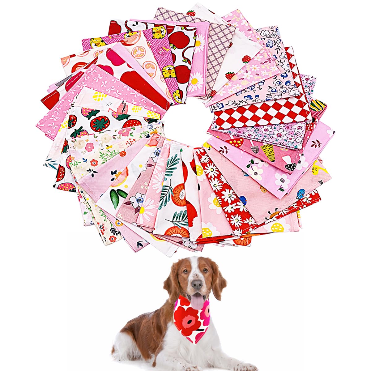 50pcs Bulk Washable Cotton Dog Bandanas for Small & Medium Dogs - Triangle Head Scarfs for Puppies, Cats & Female Pets - Photo Prop & Grooming Accessories (Perfect for Pet Shows, Birthday Parties & Daily Fashion)