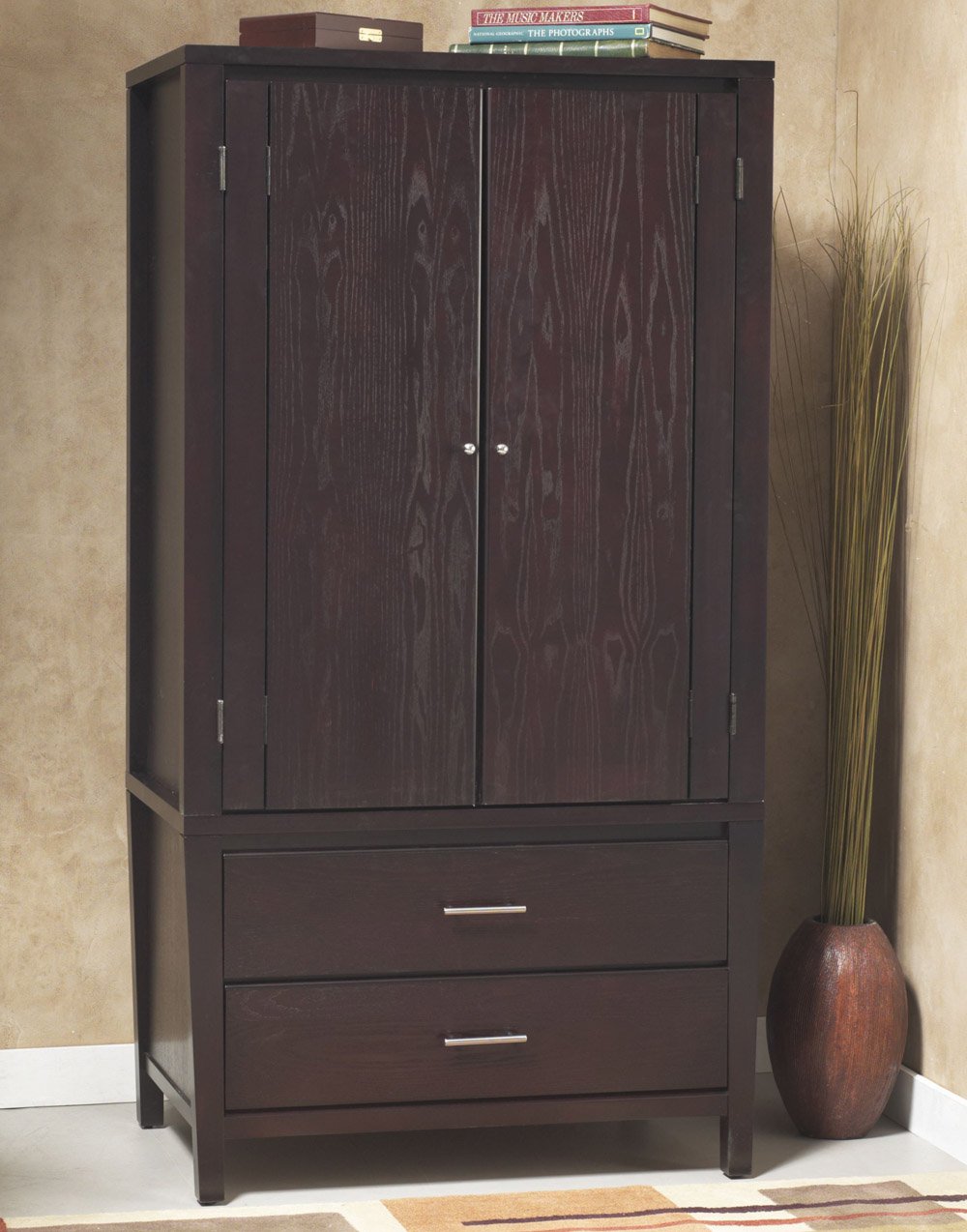 Modus Furniture Nevis Armoire in Espresso Finish - Stylish Storage Cabinet for Bedroom, Living Room & Entryway Organization