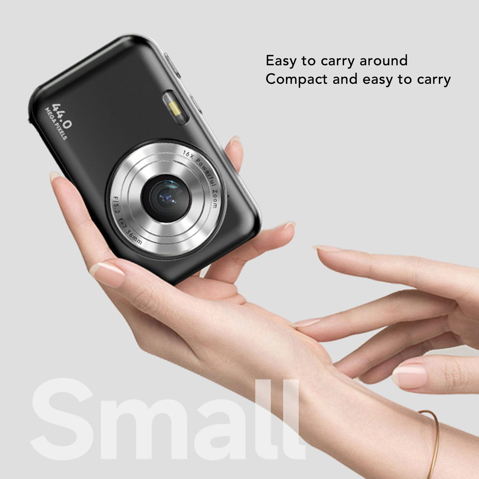 **44MP 1080P Digital Camera with Autofocus & 16X Zoom - Vlogging Camera for Beginners & Teens, Built-in Mic, Pause Function (Black) - Perfect for Travel, YouTube Videos & Everyday Photography**