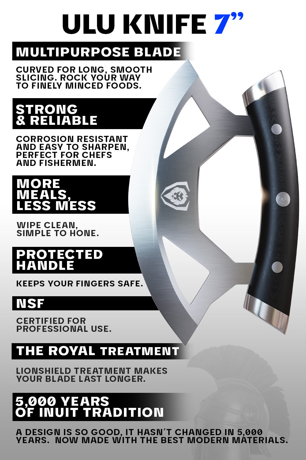 Dalstrong Gladiator Series Ulu Rocking Knife 7