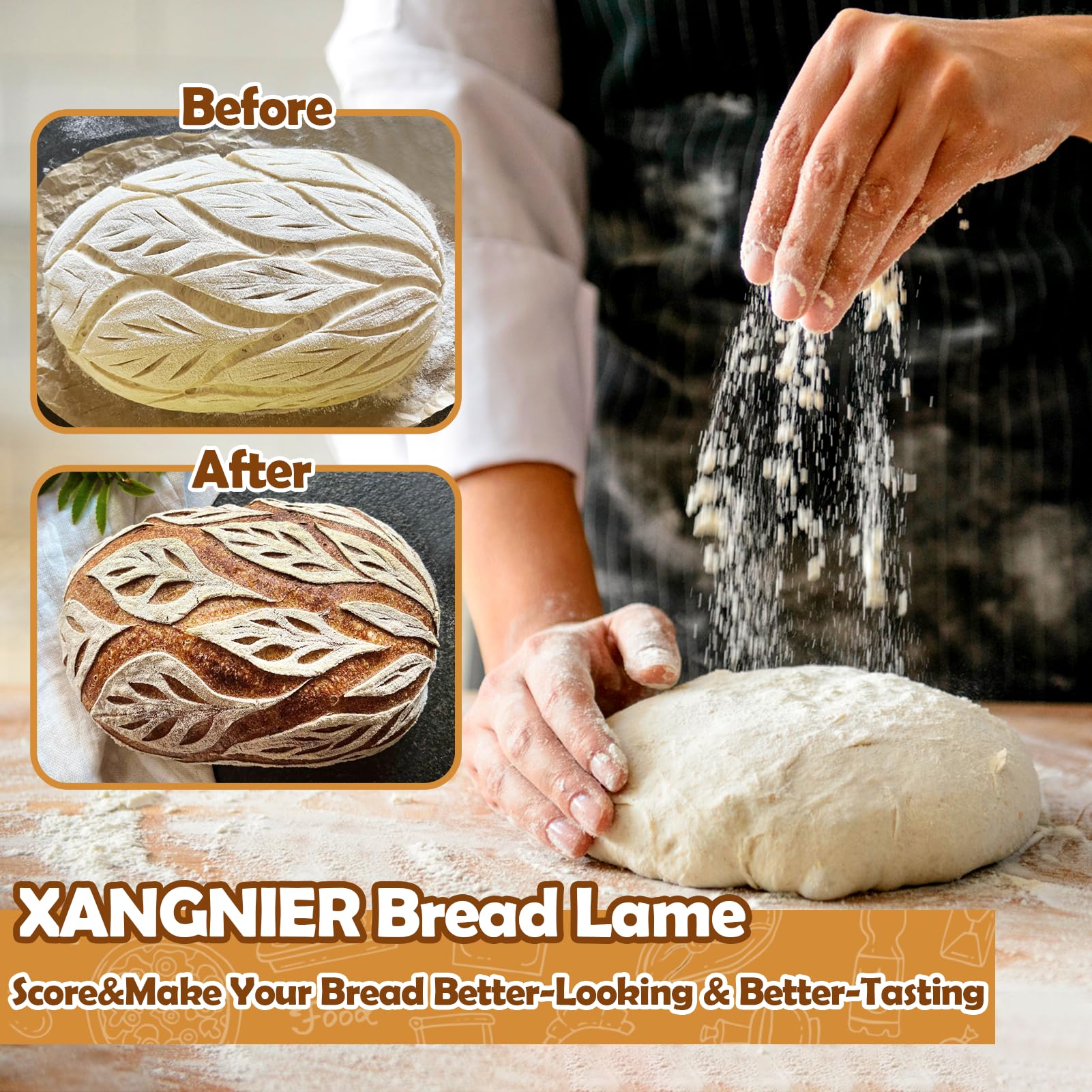 XANGNIER 5-Pack Bread Lame Dough Scoring Tools - Professional Sourdough Scoring Razor Blades for Perfect Bread Baking | Ideal for Artisan Bread, Baguettes & Homemade Loaves