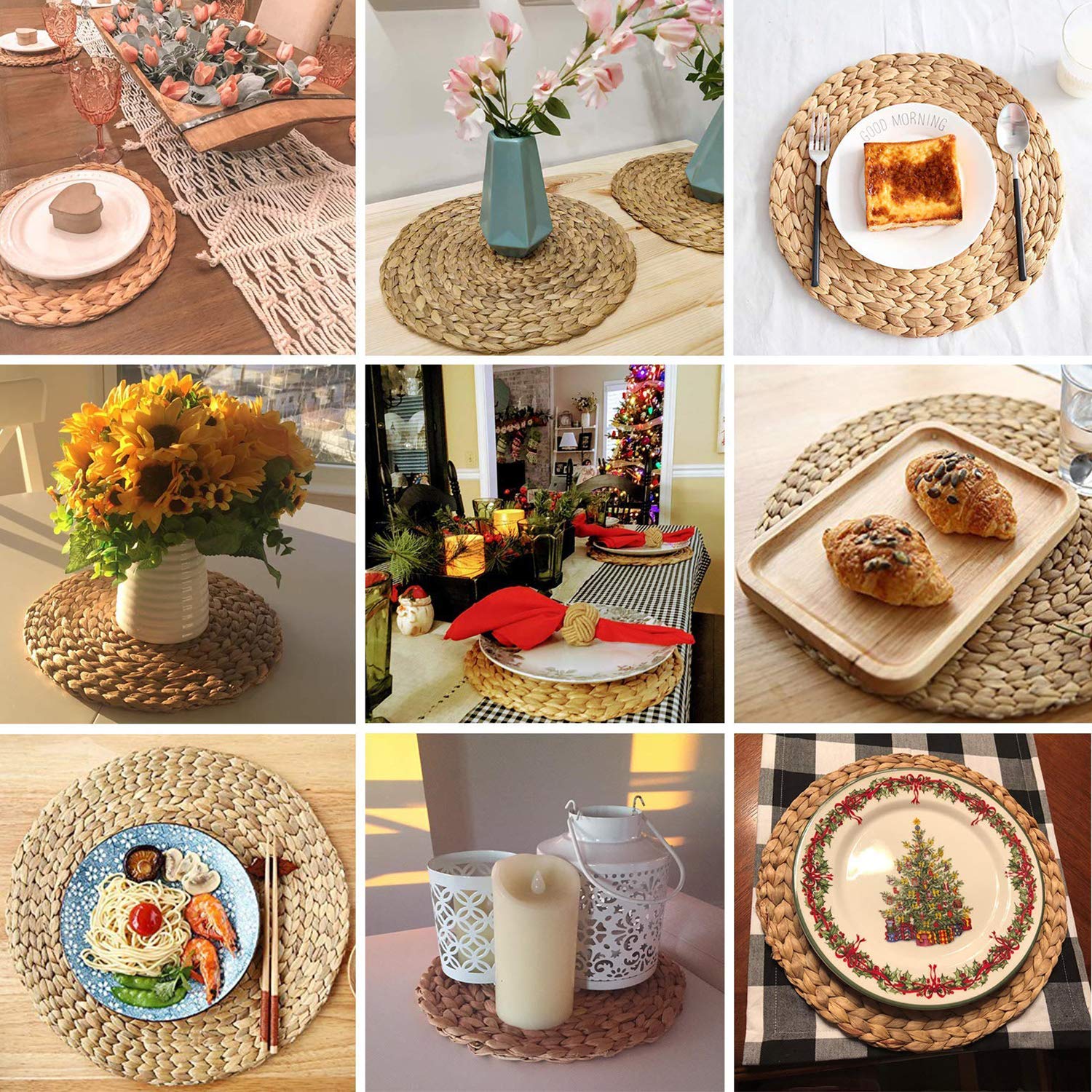 Round Woven Placemats Set of 8 - 13.4
