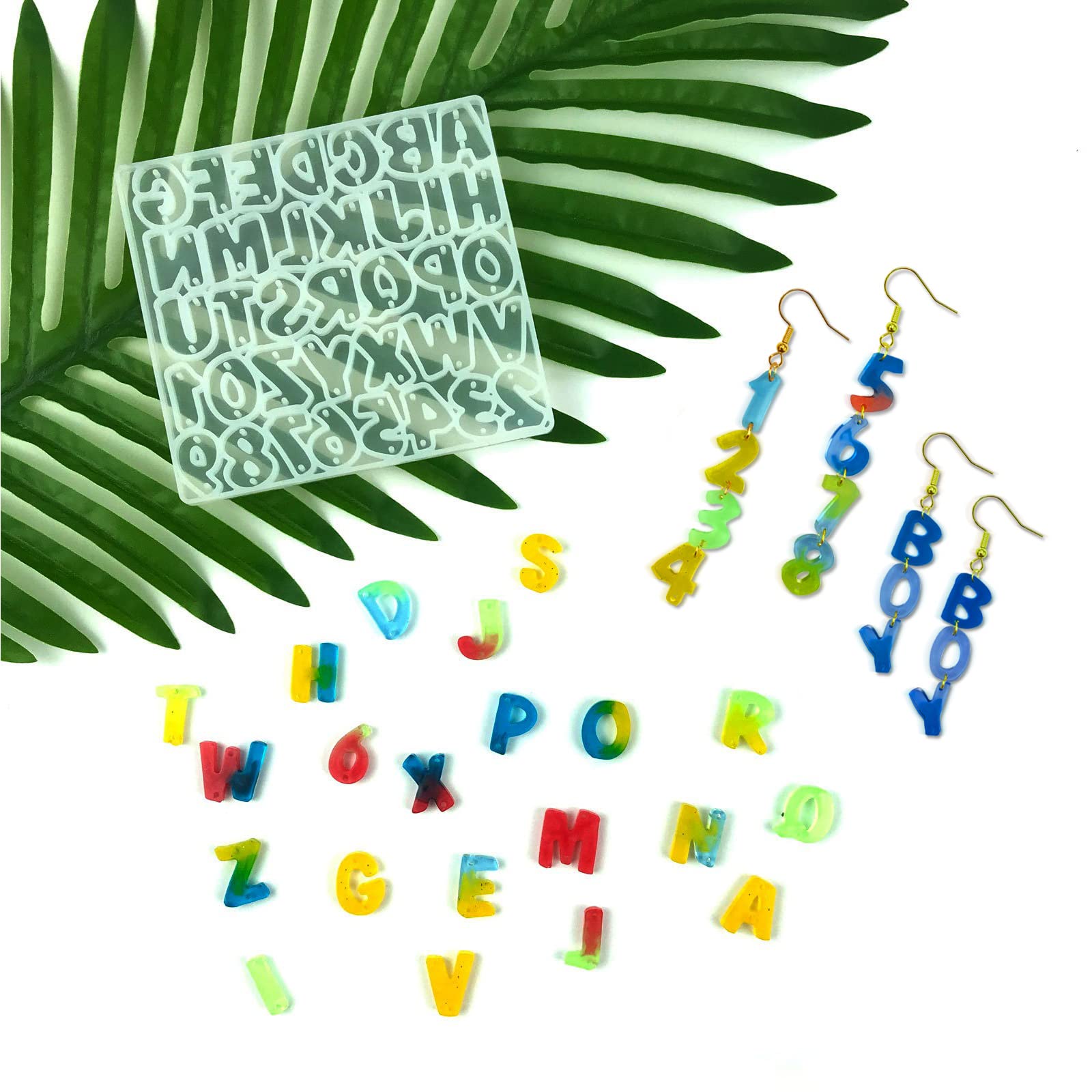 Premium Resin Earring Molds for DIY Jewelry Making - Alphabet & Number Silicone Molds for Crafting Mini Letter Charms | Perfect for Handmade Earrings, Keychains & Resin Art Projects
