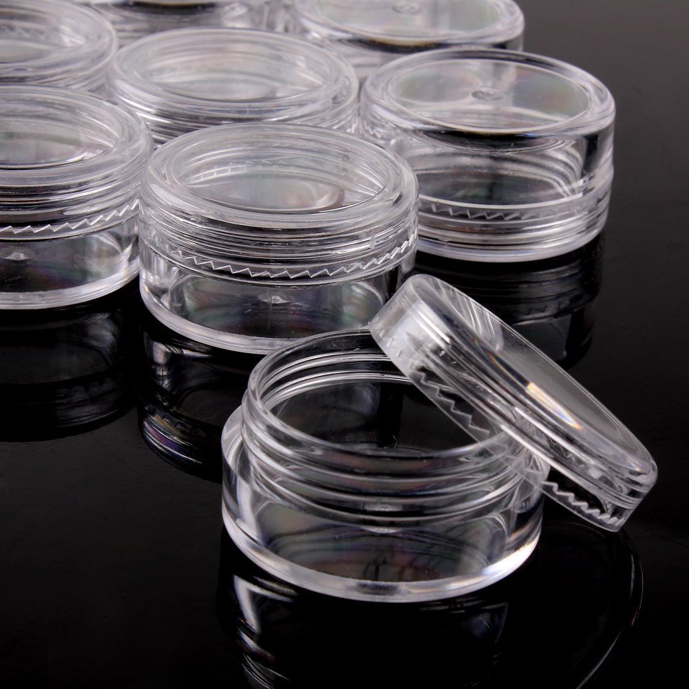 LEFV™ 12-Pack Clear 3 Gram Plastic Cosmetic Jars with Lids - Empty Small Containers for Lip Balm, Creams, Salves & DIY Beauty Products
