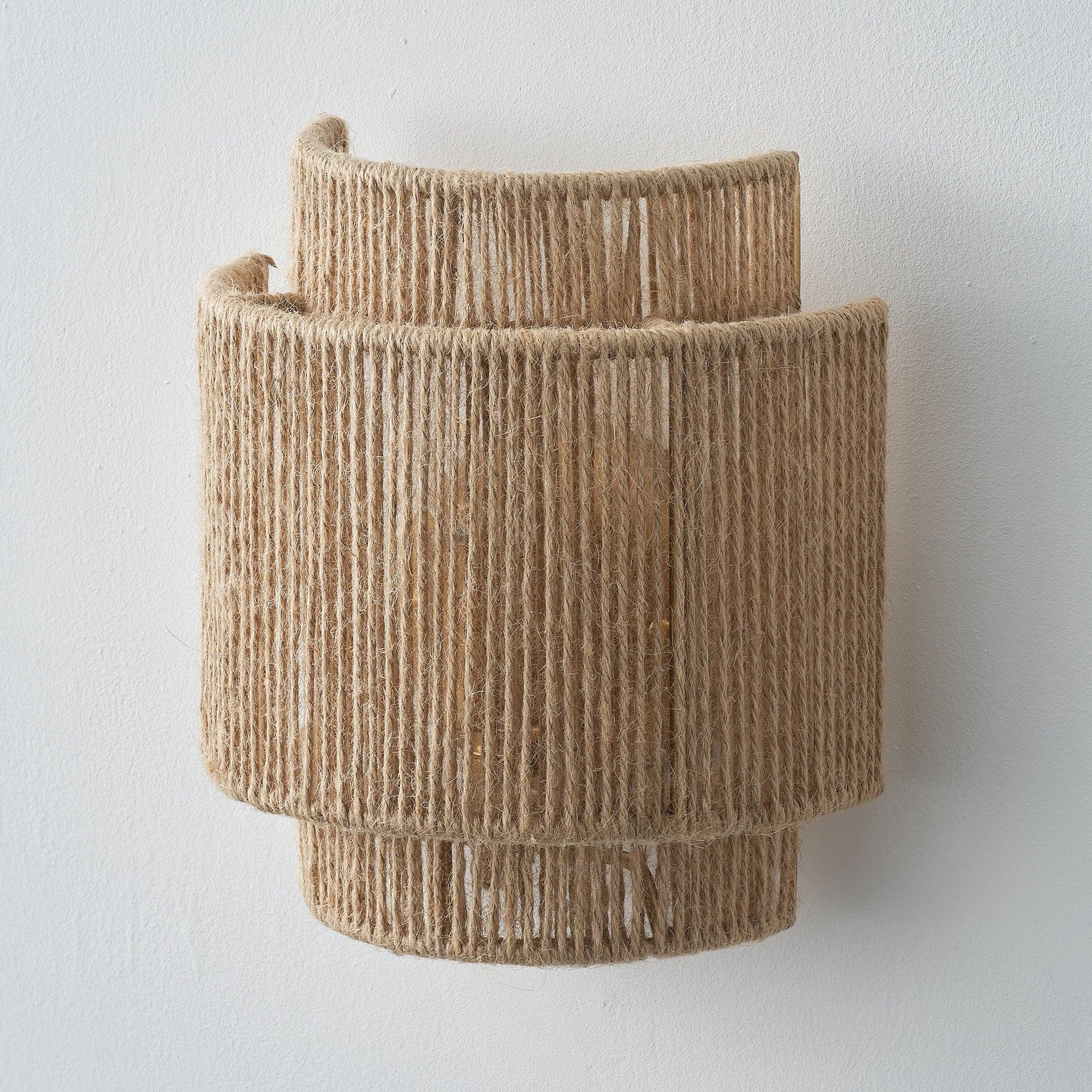 Farmhouse Rattan Wall Sconce Light - Vintage Style 1-Light Fixture for Bedroom, Living Room & Porch Lighting
