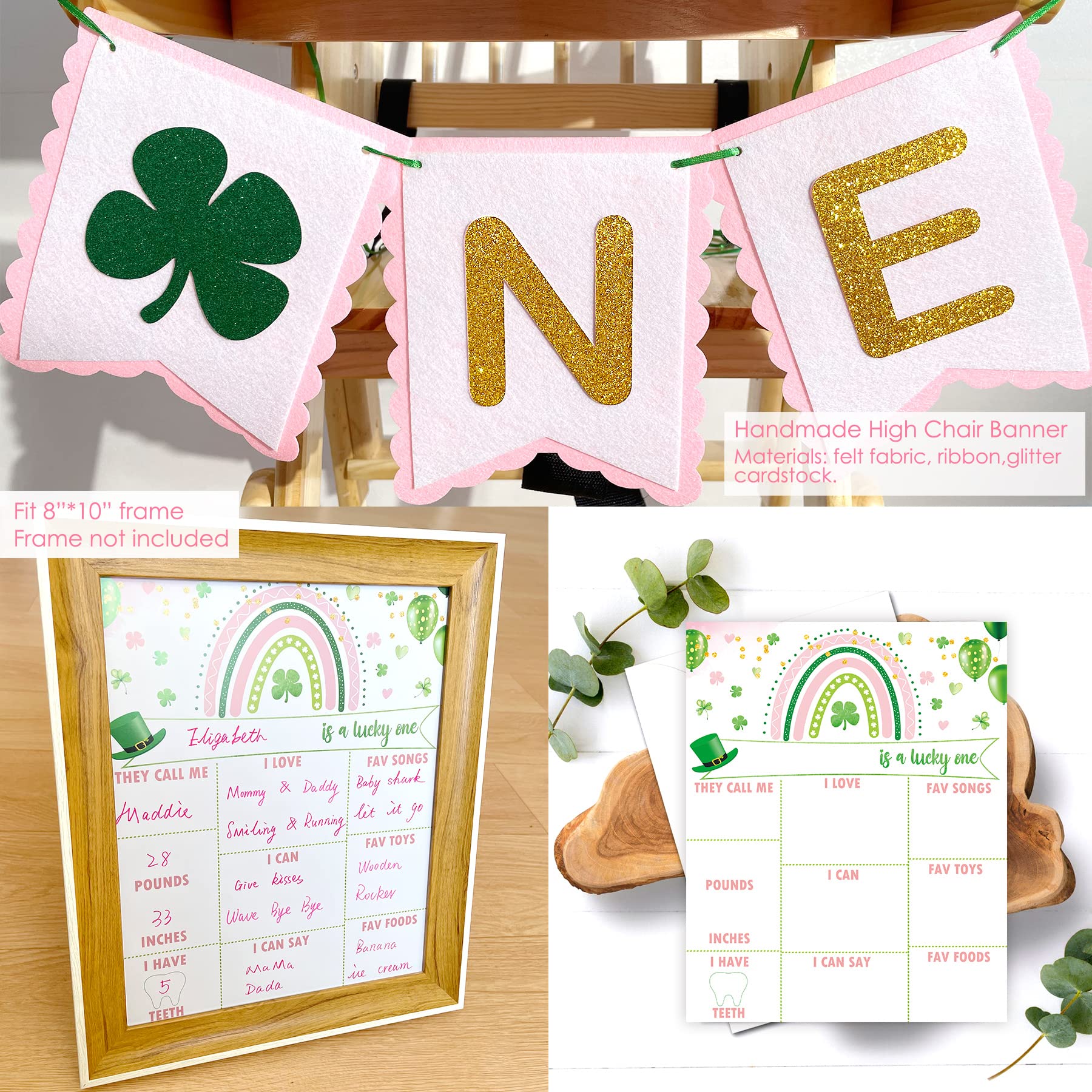 Lucky One 1st Birthday Party Decorations - St. Patrick's Day Shamrock Banner & Irish Themed Supplies for Girls | Perfect for Saint Paddy's Day Celebrations & Baby's First Birthday Party Decor