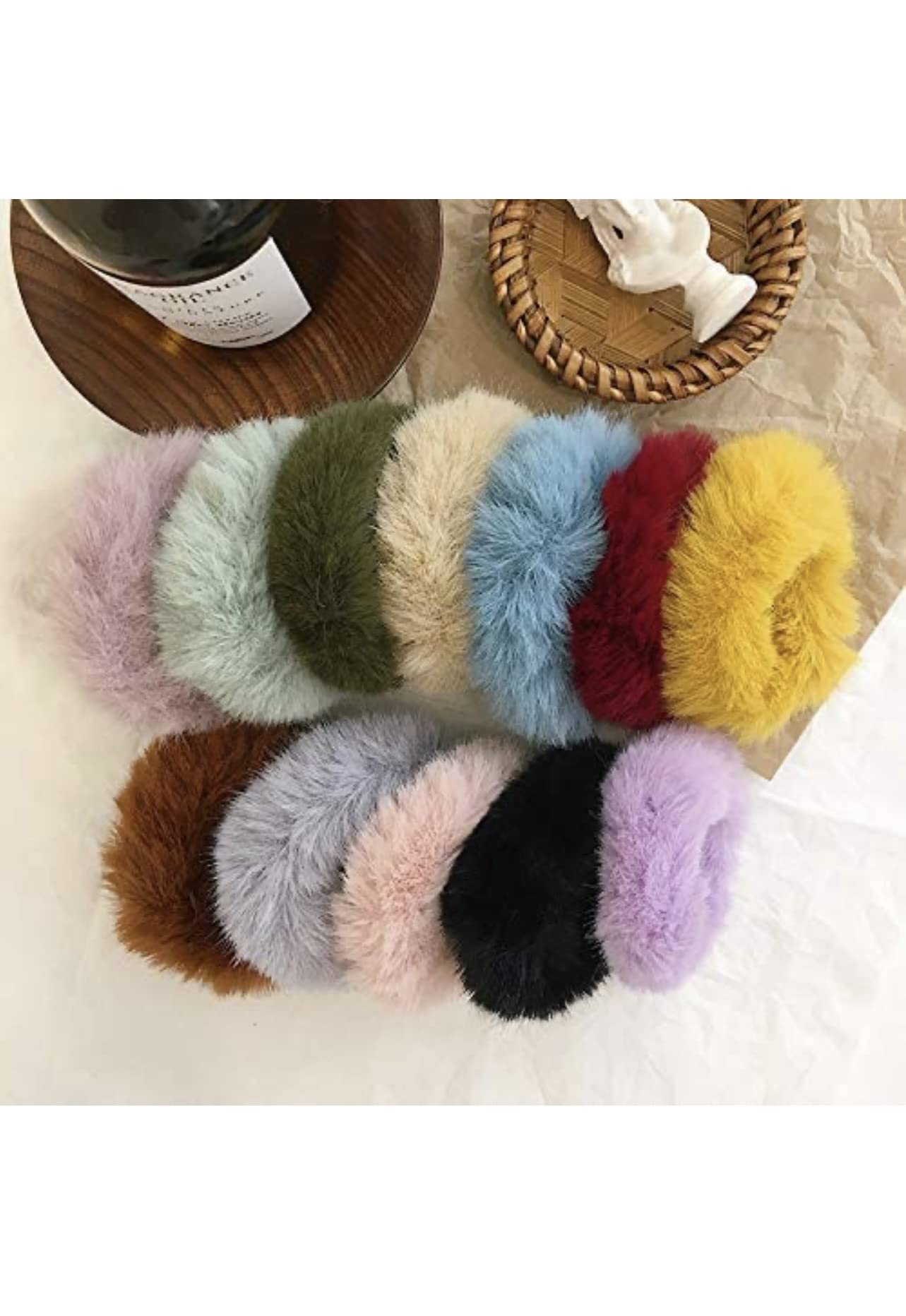 6 Pack Faux Fur Hair Scrunchies - Soft Fuzzy Elastic Hair Bands for Women & Girls - Cute Ponytail Holders & Hair Accessories - Perfect Gift for Birthdays, Christmas & Daily Styling