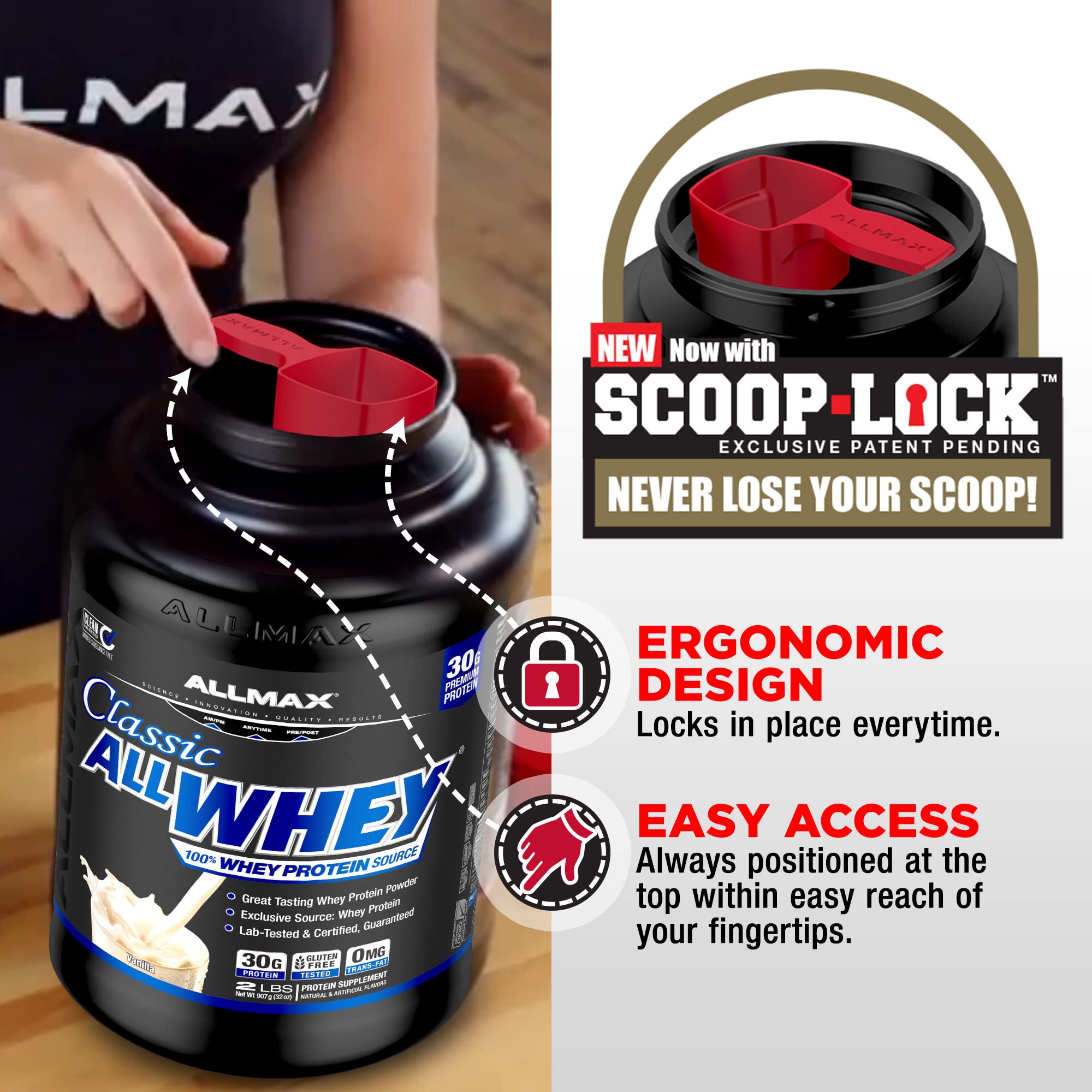 ALLMAX Nutrition AllWhey Classic Whey Protein Powder - Gluten Free, 24g Protein per Scoop, Cookies & Cream Flavor, 5 lbs (49 Servings) for Muscle Recovery & Post-Workout Nutrition