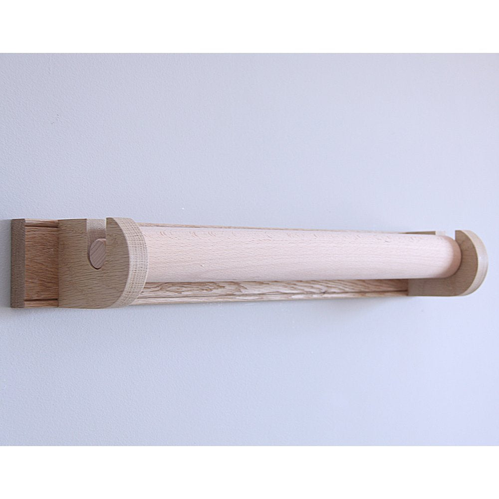 Premium Solid Oak Roller Towel Holder - Sturdy Wooden Kitchen Towel Rack for Bathroom & Kitchen - Perfect for Hand Towels, Dish Towels & Paper Towels (Home & Restaurant Use)