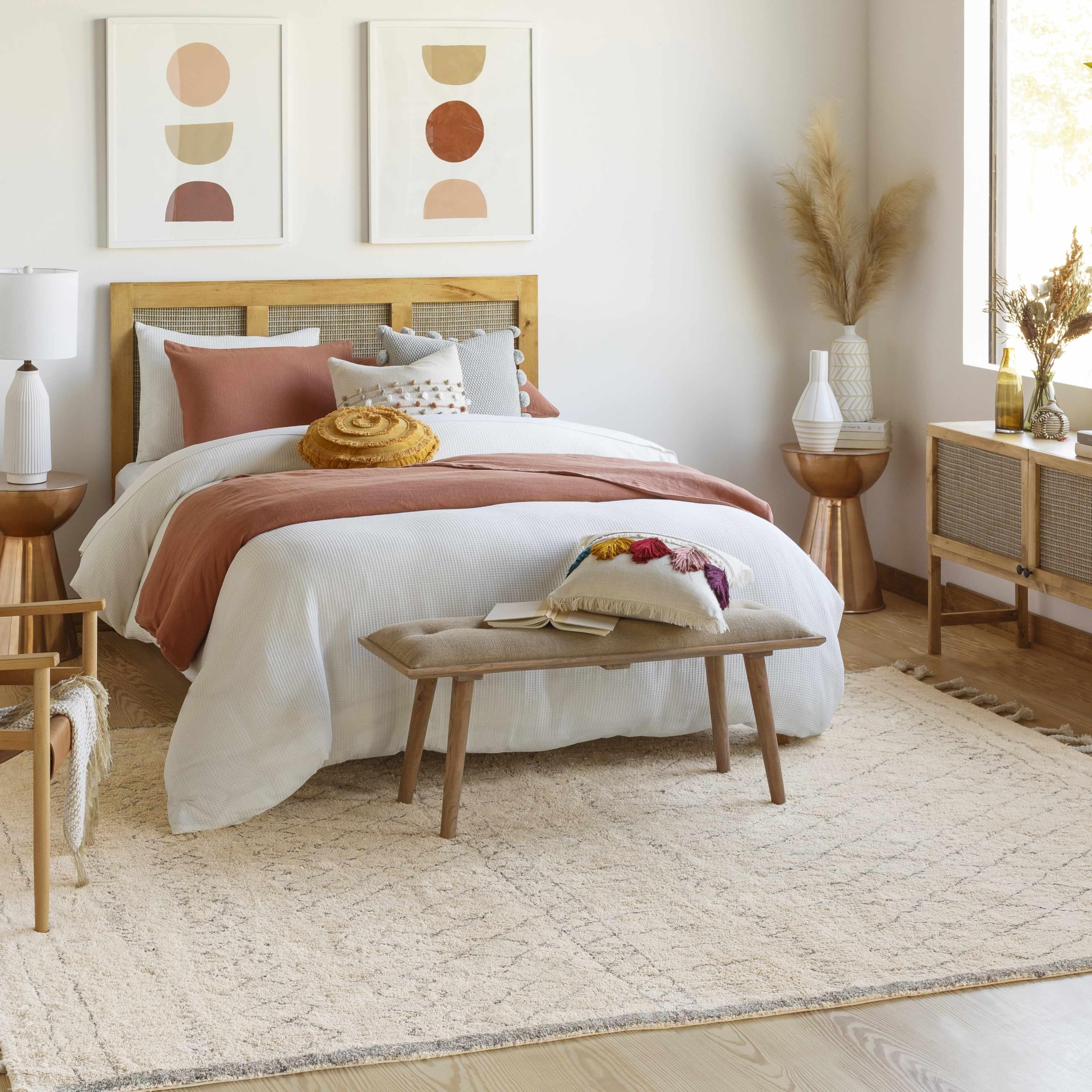 Bohemian Transitional Area Rug for Living Room & Bedroom - Gray & Cream 2'6