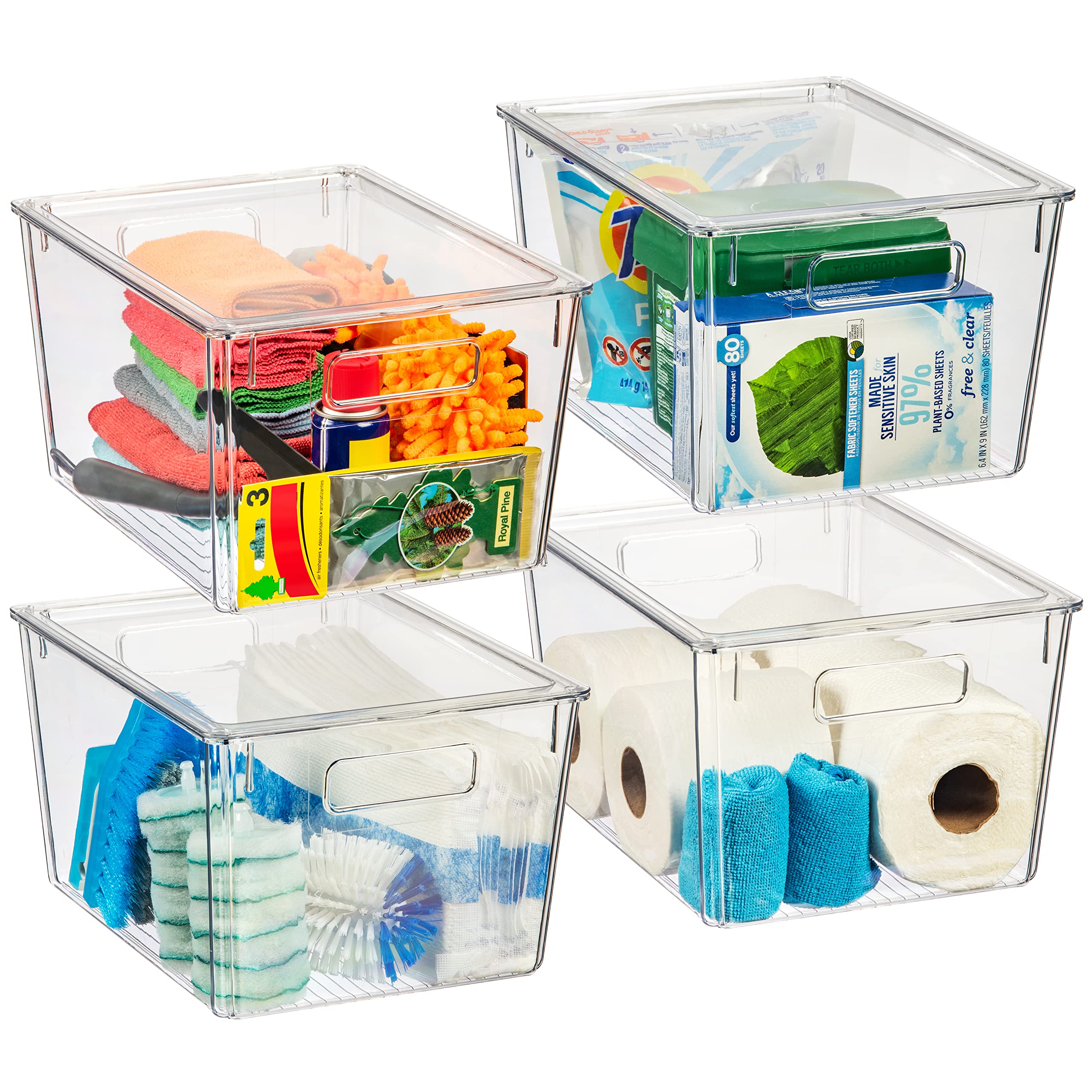 ClearSpace X-Large Plastic Storage Bins with Lids - 4-Pack Stackable Organizer Containers for Kitchen, Pantry, Fridge, Closet & Home Organization - BPA-Free Durable Storage Boxes for Food, Toys, Clothes & Office Supplies