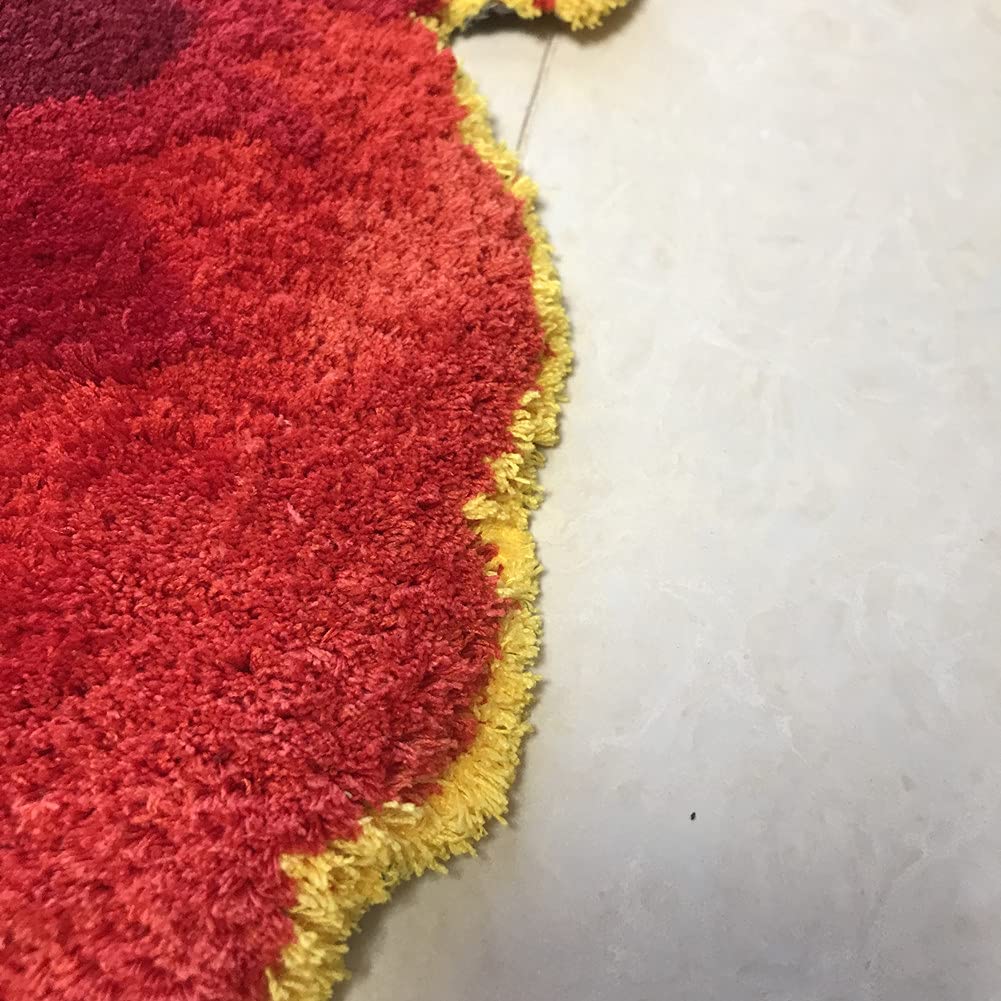 Red Peony Flower Round Rug - Non-Slip Plush Bath Mat & Area Rug for Bedroom, Kitchen, Bathroom - Floral Wedding Home Decor (Perfect for Wedding Decorations, Home Makeovers & Cozy Bathroom Upgrades)