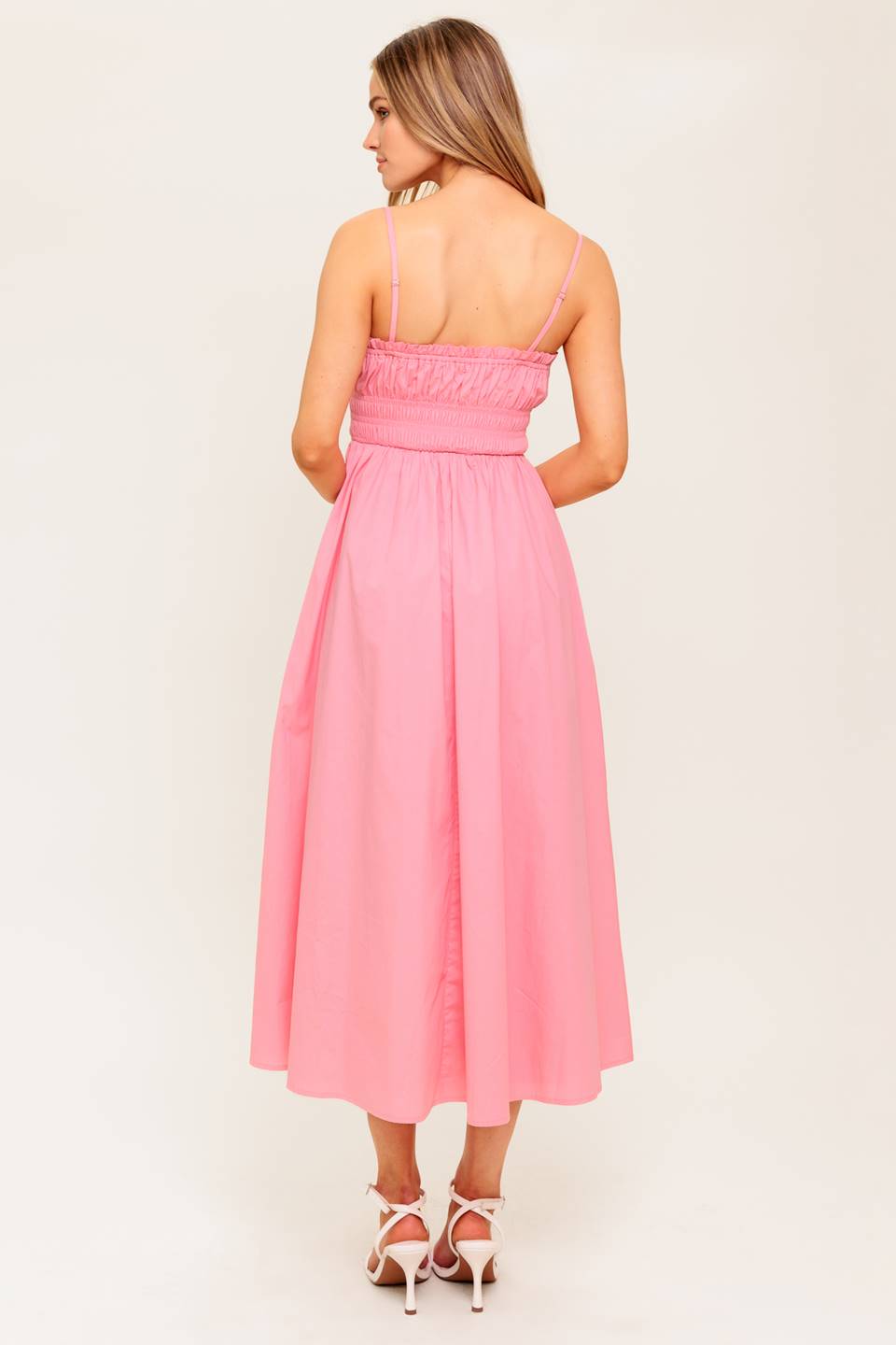 Heartland Sunset Midi Dress in Pink - Flowy Summer Dress for Beach, Vacation & Casual Outings