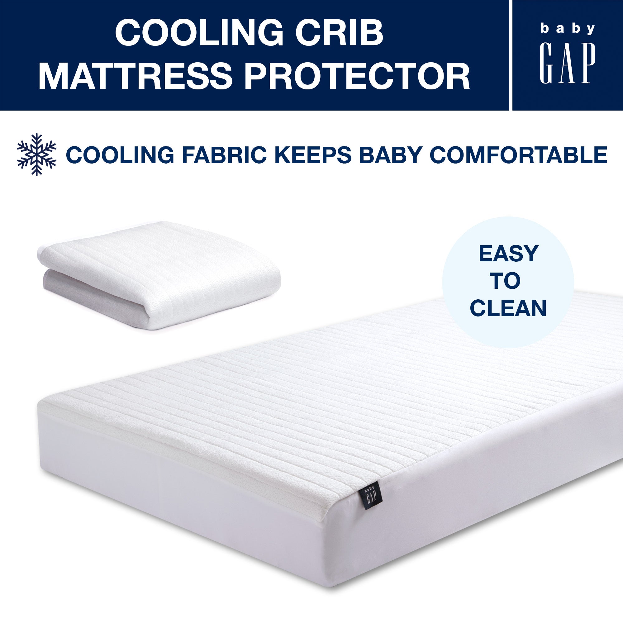 BabyGap Cooling Crib Mattress Pad & Protector - Breathable Waterproof Cover for Infant Safety | Perfect for Nursery, Daycare & Travel Use