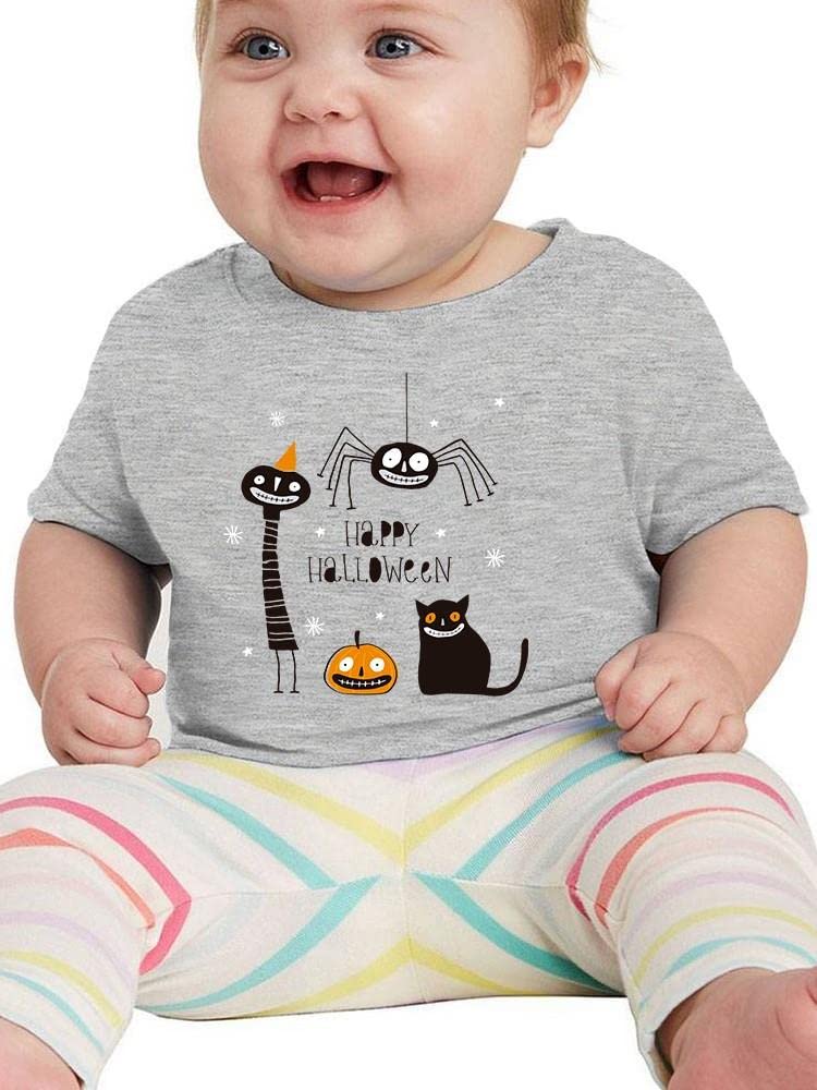 Happy Halloween Spooky Friends Baby T-Shirt - Cute Halloween Outfit for Infants & Toddlers - Perfect for Trick-or-Treating & Halloween Parties