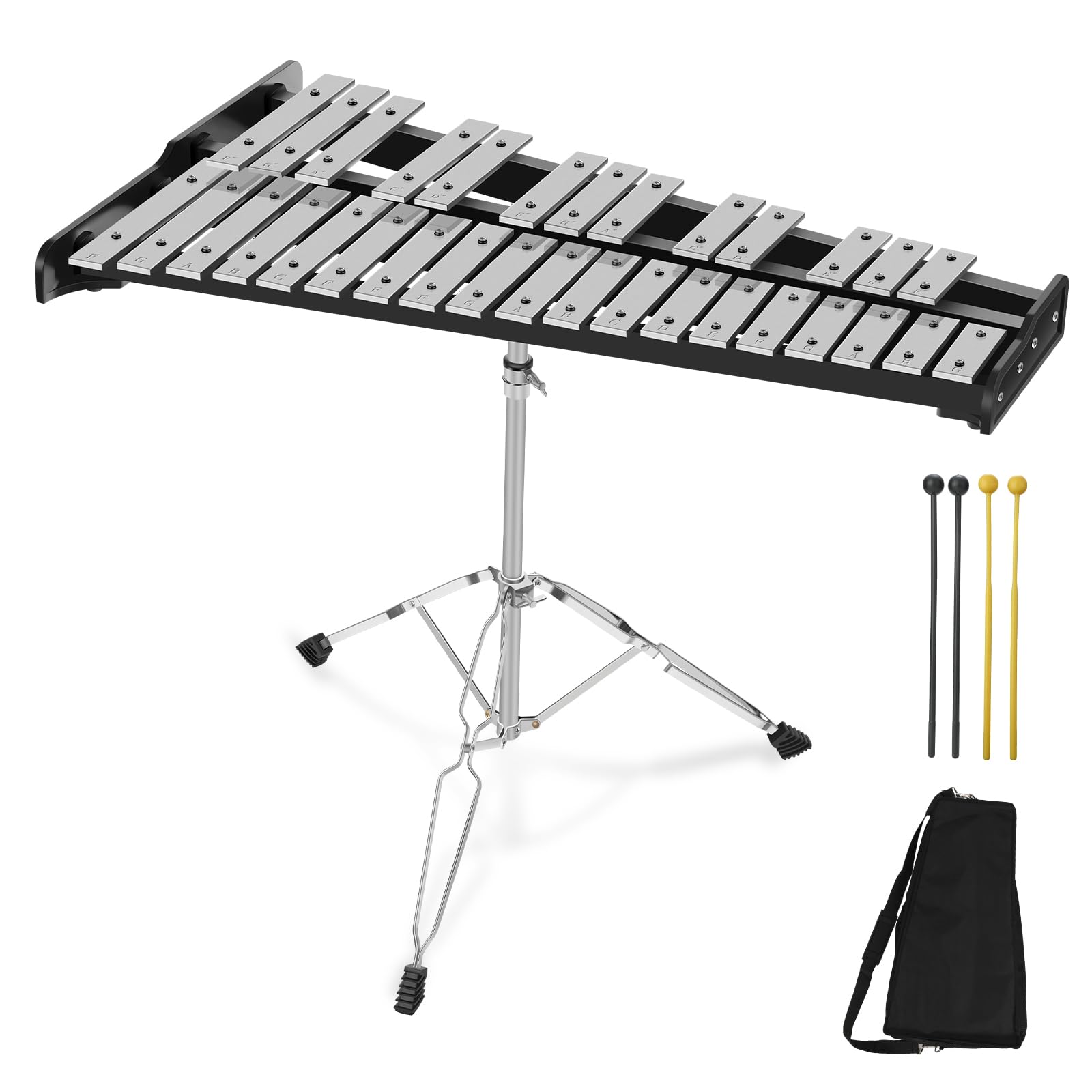32-Note Glockenspiel Xylophone Percussion Kit with Adjustable Stand, Drumsticks & Carry Bag - Perfect for Music Classrooms, Home Practice & Outdoor Performances