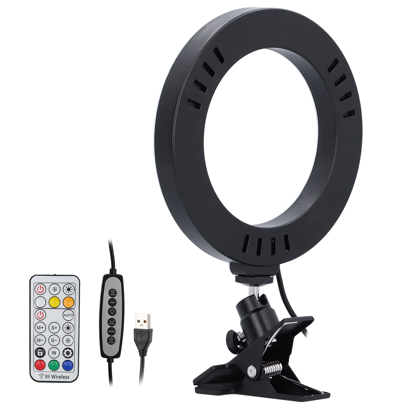 16cm LED USB Ring Light with Adjustable Clamp - RGB Color Changing for Selfie, Live Makeup, Video Broadcasting - Perfect for YouTube, TikTok & Home Studio Lighting