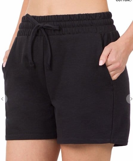 Men's Black Terry Cloth Drawstring Shorts - Comfortable Lounge & Sleep Shorts for Home, Gym, and Travel