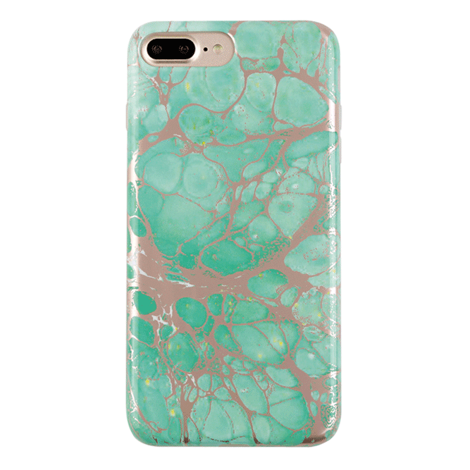 Turquoise Rose Gold Chrome iPhone Case - Stylish Protective Cover for iPhone 13/14/15 Pro Max - Trendy Fashion Accessory for Women & Girls - Perfect for Everyday Use, Travel & Gifting