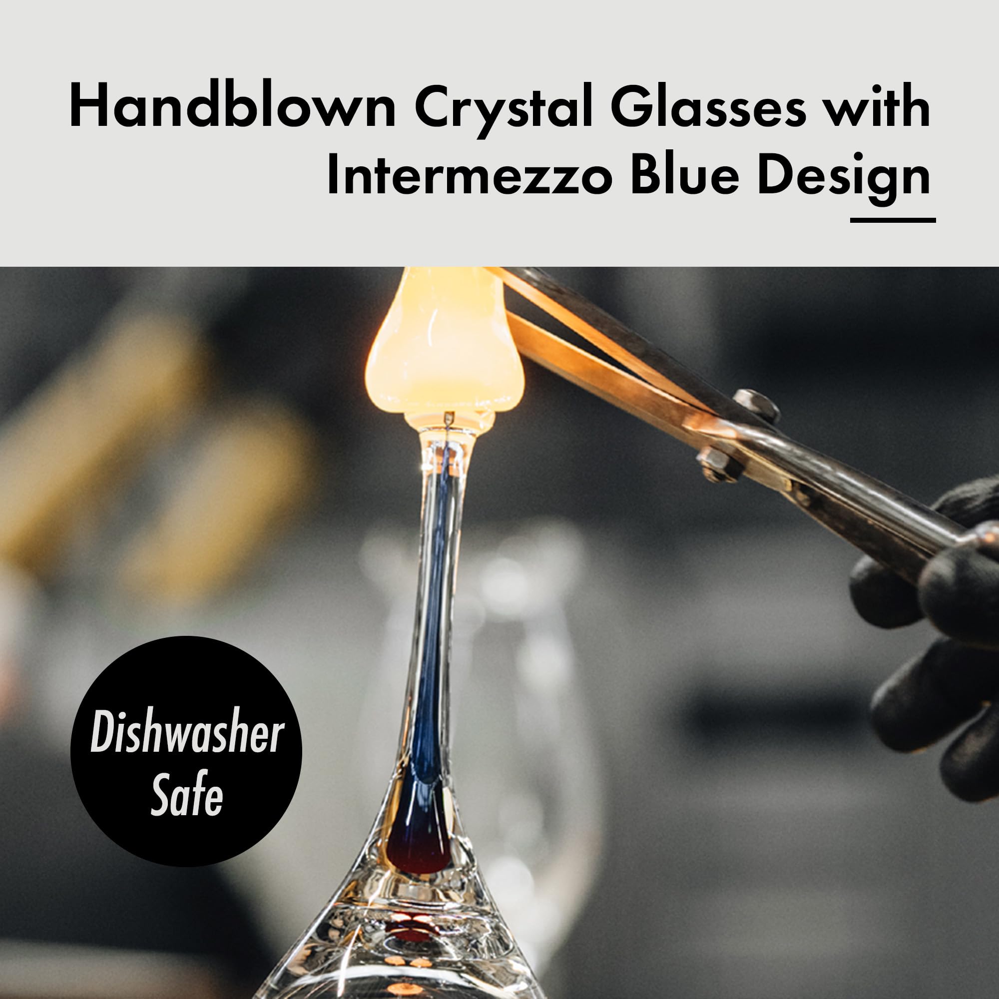 Orrefors Intermezzo 7 Oz. Crystal Champagne Flutes Set of 2 - Blue Drop Stemmed Glassware for Sparkling Wine, Mimosa & Cocktails | Elegant Dining & Party Drinkware | Dishwasher Safe for Easy Cleaning | Perfect for Weddings, Anniversaries & Celebrations
