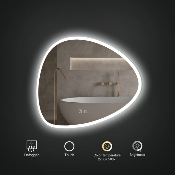 ICO Felix 32x22 Inch LED Vanity Mirror with Touch Control - Perfect for Makeup, Shaving & Home Decor (Black Frame)